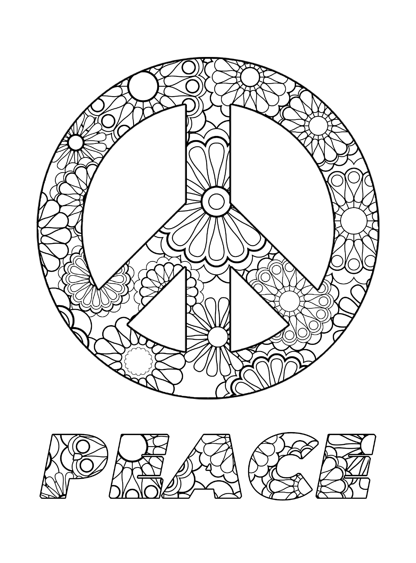  Peace symbol with flowers 
