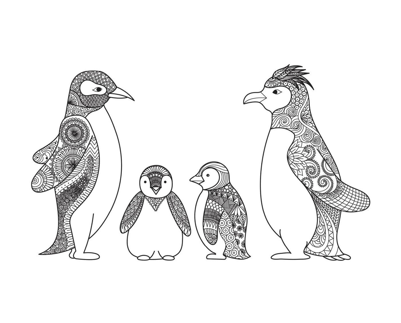  Dibujo familiar de pingüinos 