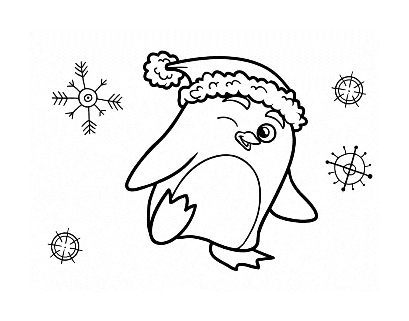  Weihnachtspinguin und Schneeflocke 