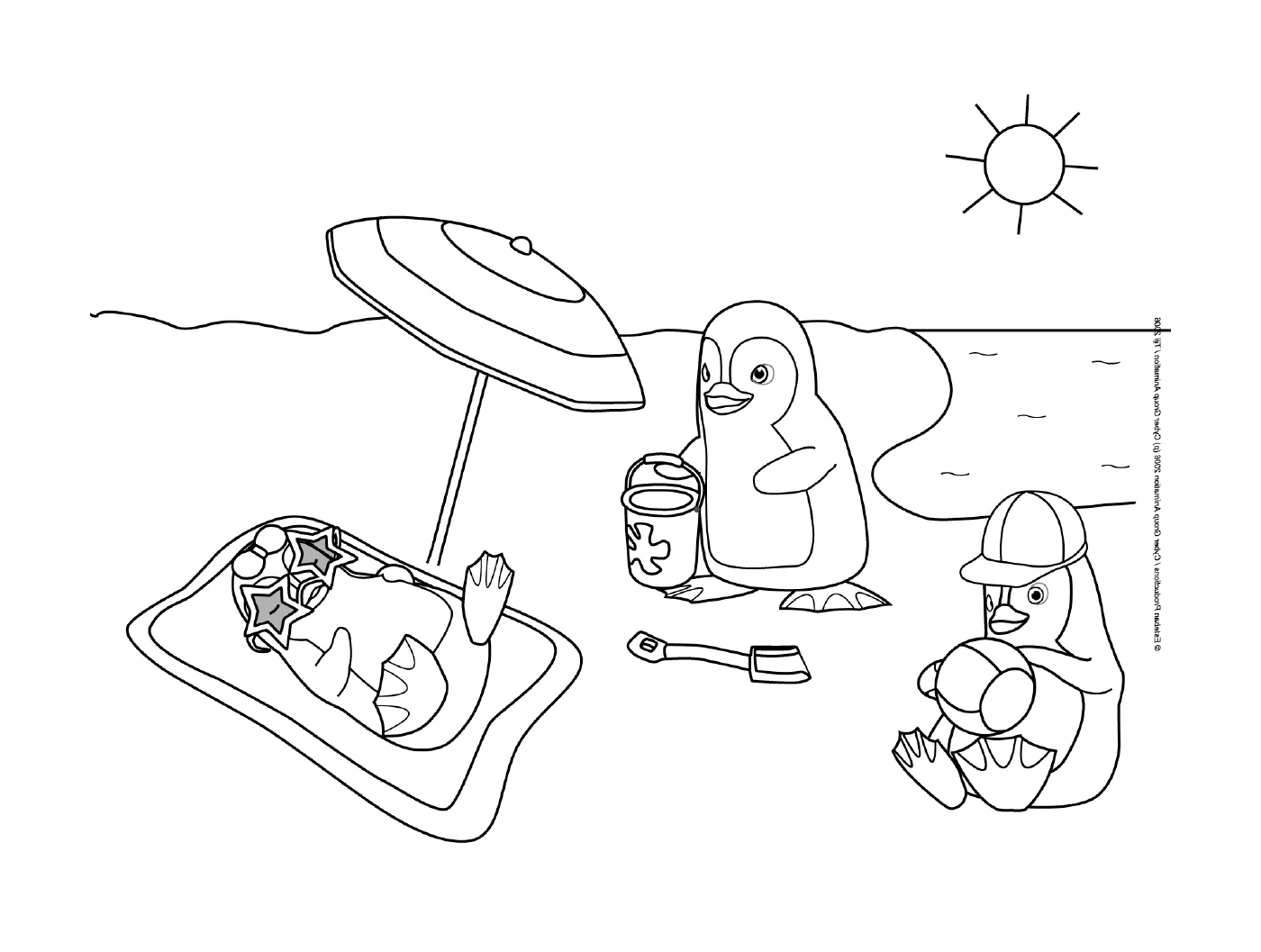  Pingüino de vacaciones con bebé 