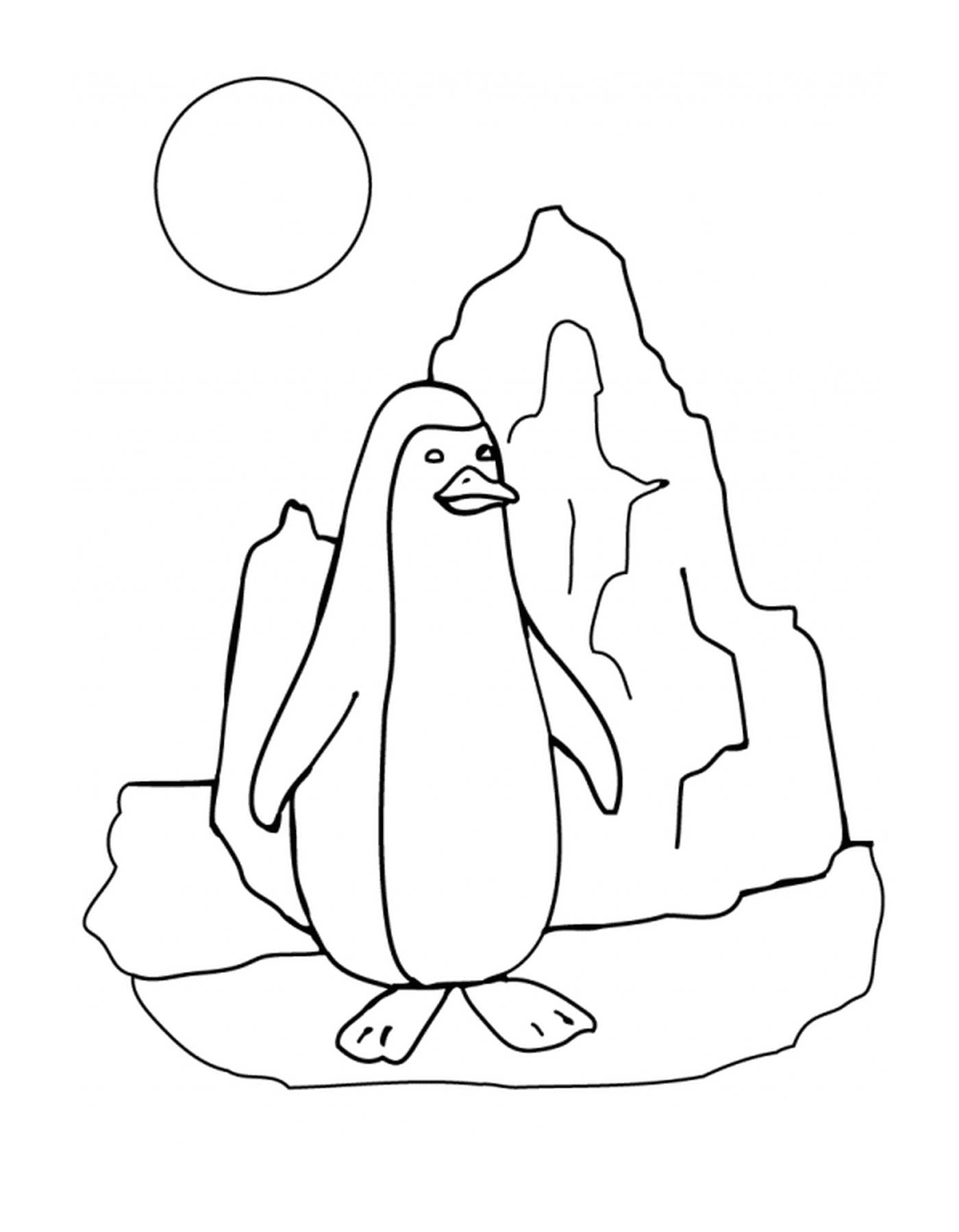  Pingüino en el soleado hielo 