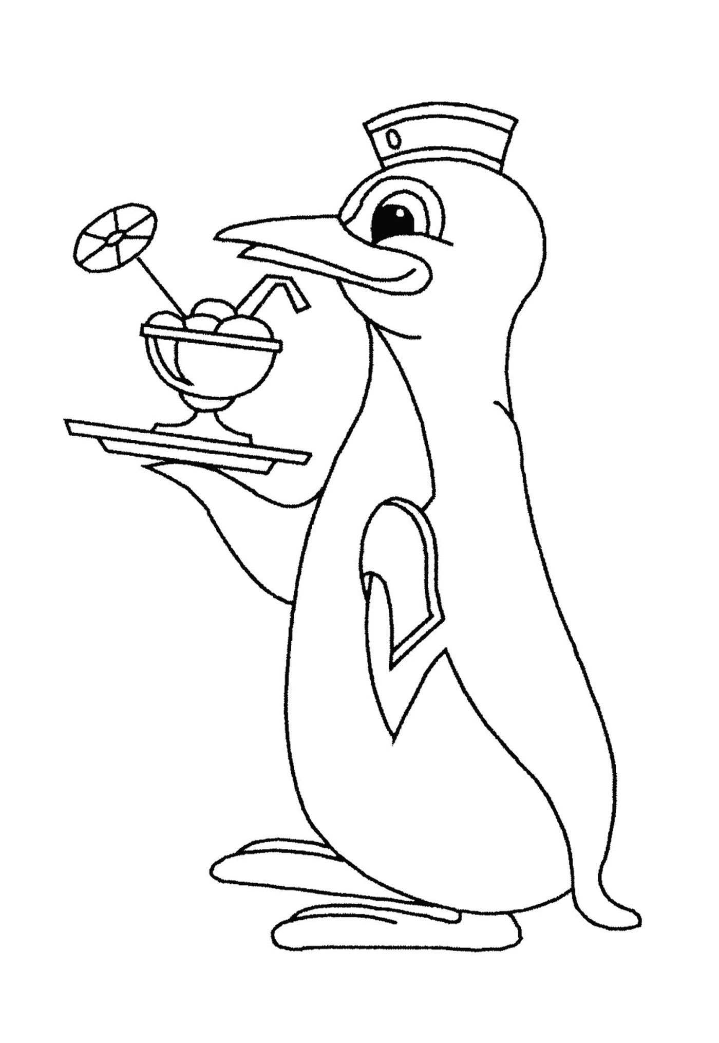  Camarero pingüino con una bebida 