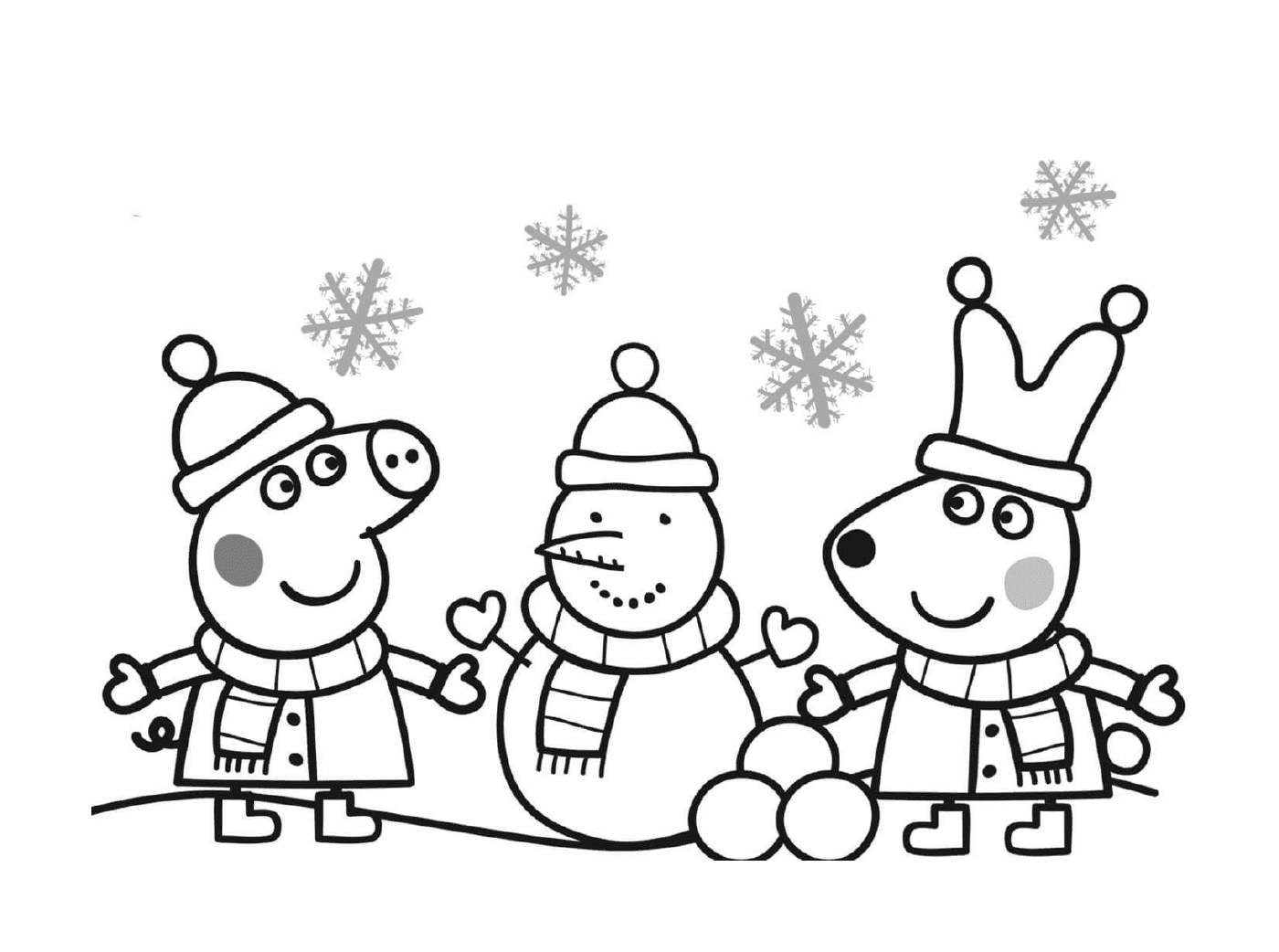  Peppa Pig feiert Weihnachten mit einem Schneemann 