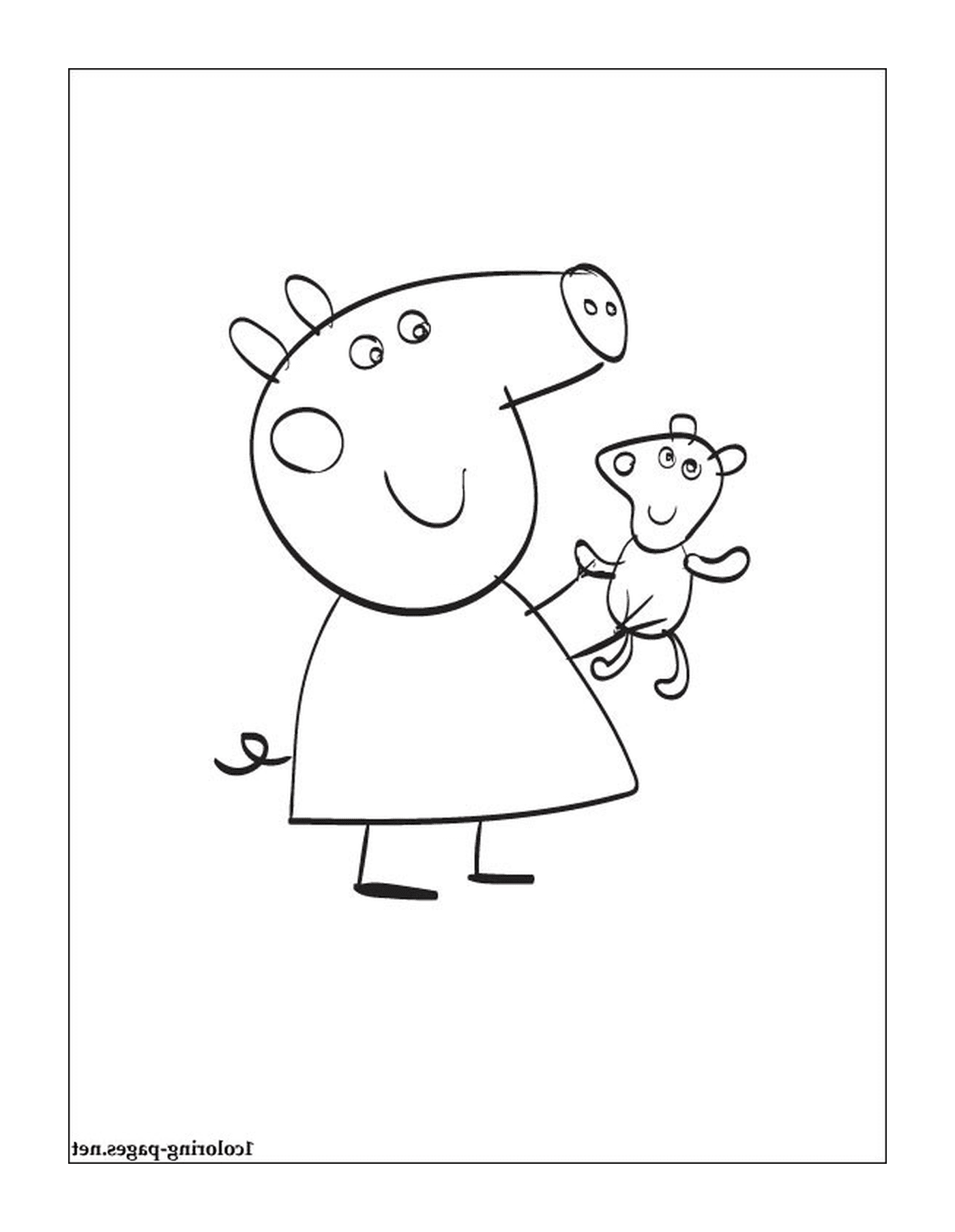  Peppa Pig con un osito de peluche 