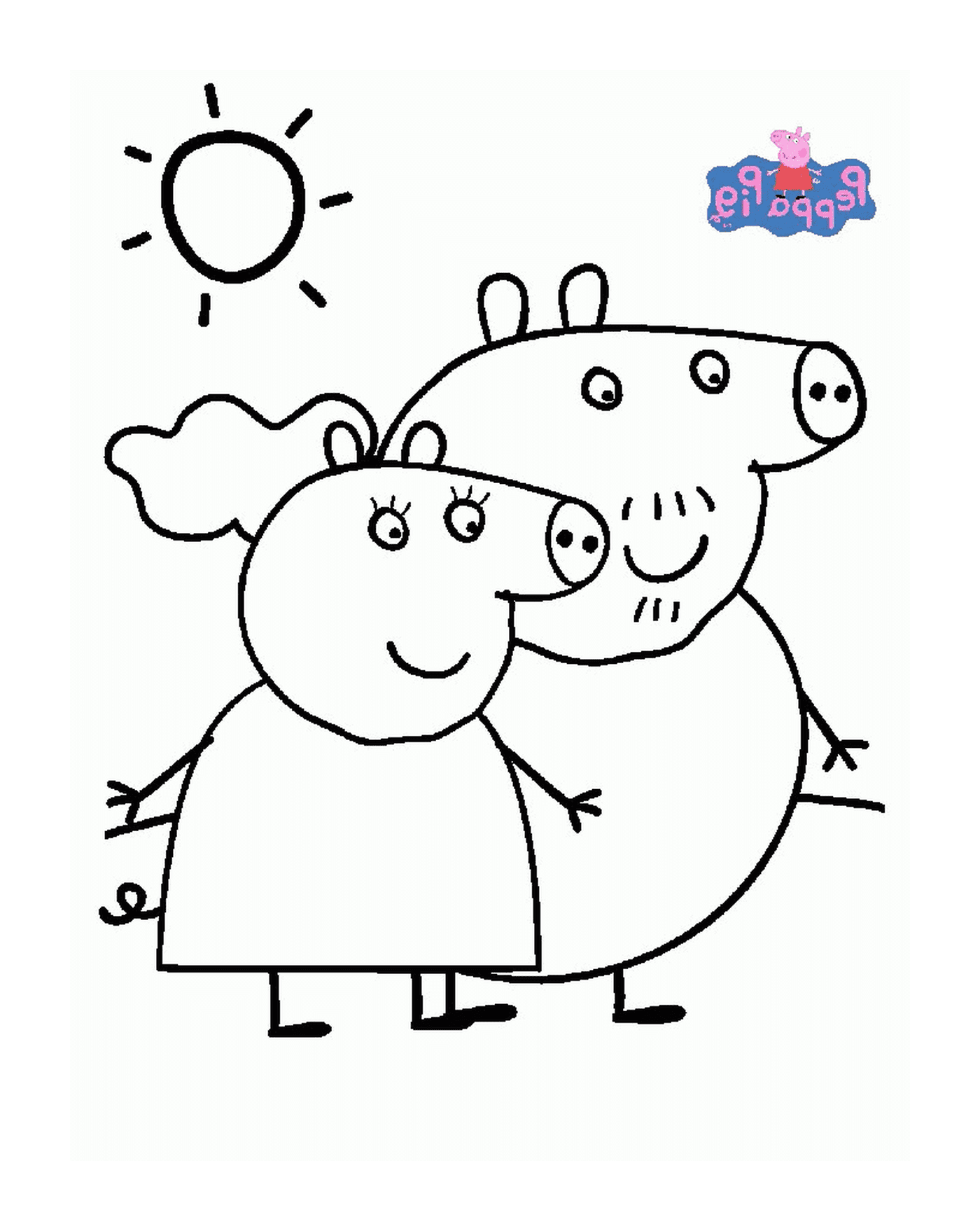  A Peppa Pig with a girl and a pig 