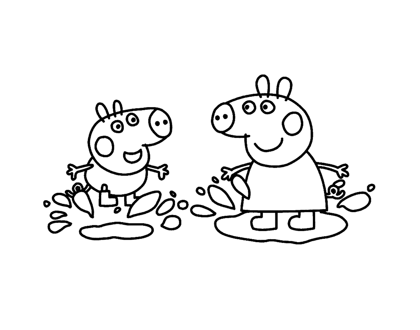  Ein paar Peppa-Pig-Charaktere nebeneinander 