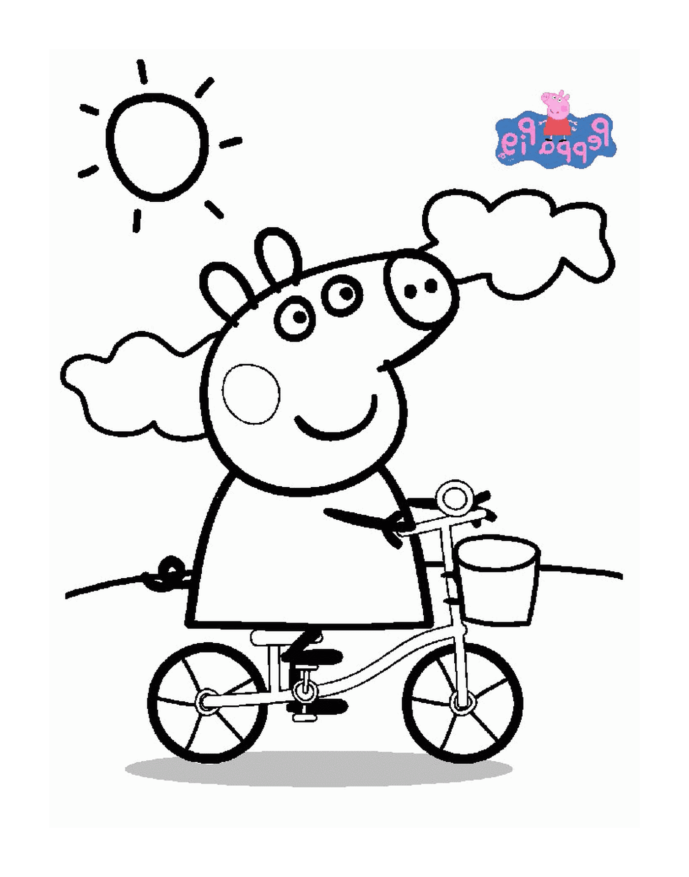  Peppa Pig by bike with a basket 