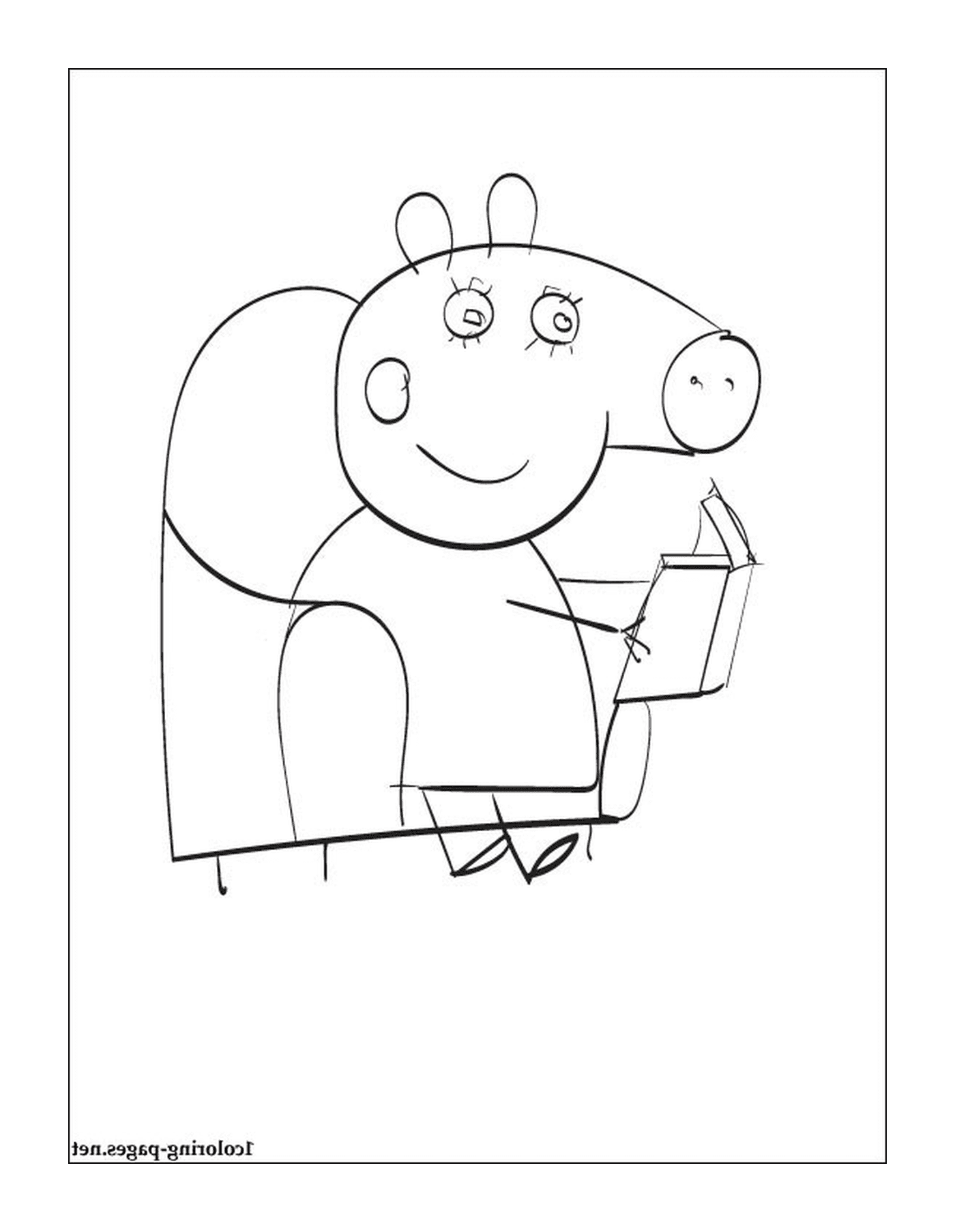  Peppa Pig sosteniendo un libro 