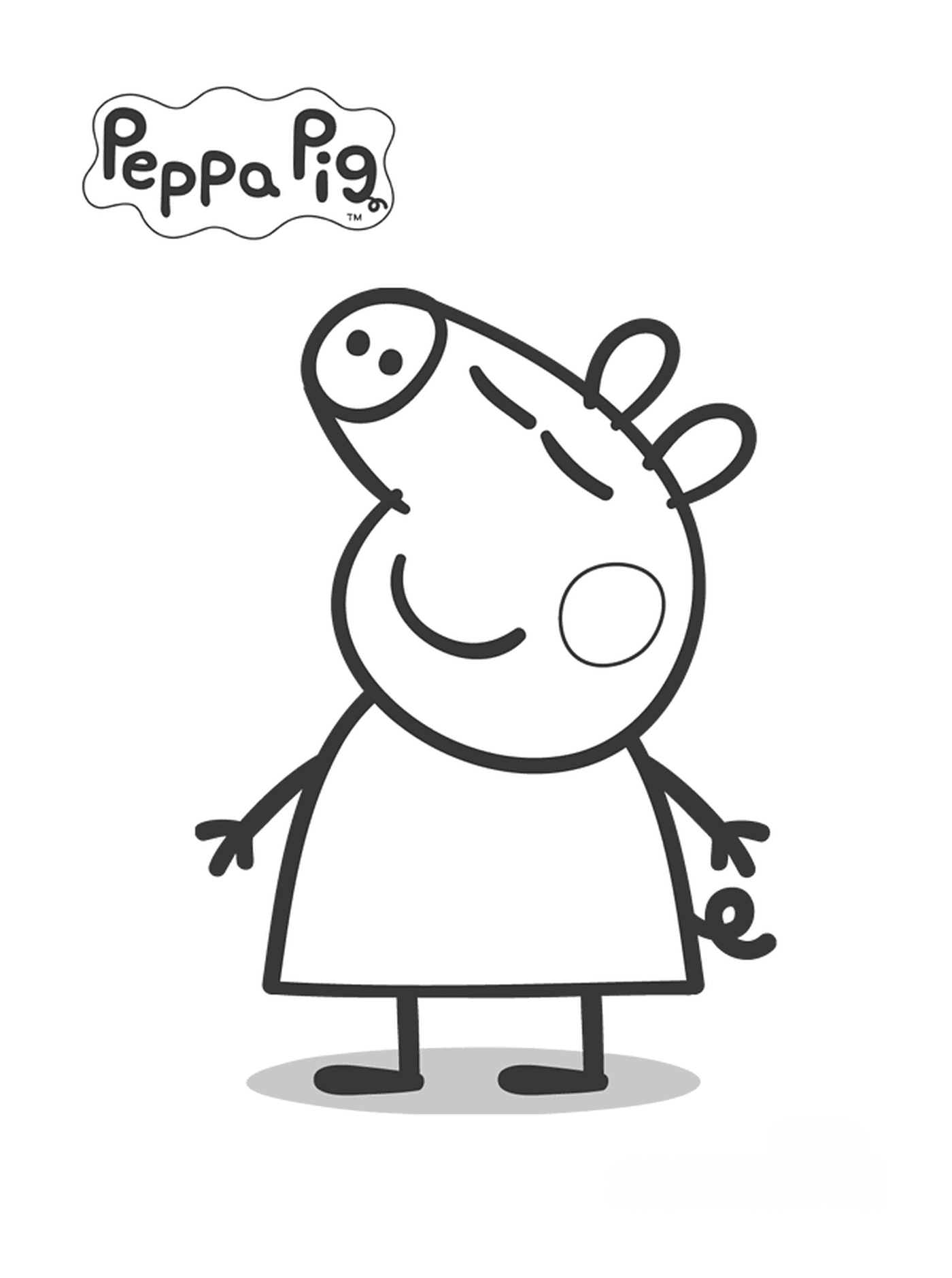  Peppa Pig con una burbuja de pensamiento arriba 