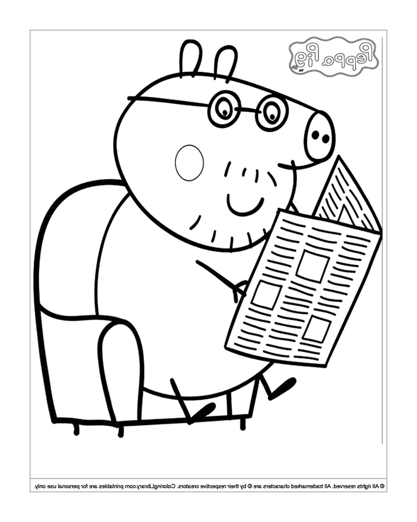  Un cerdo leyendo un periódico 