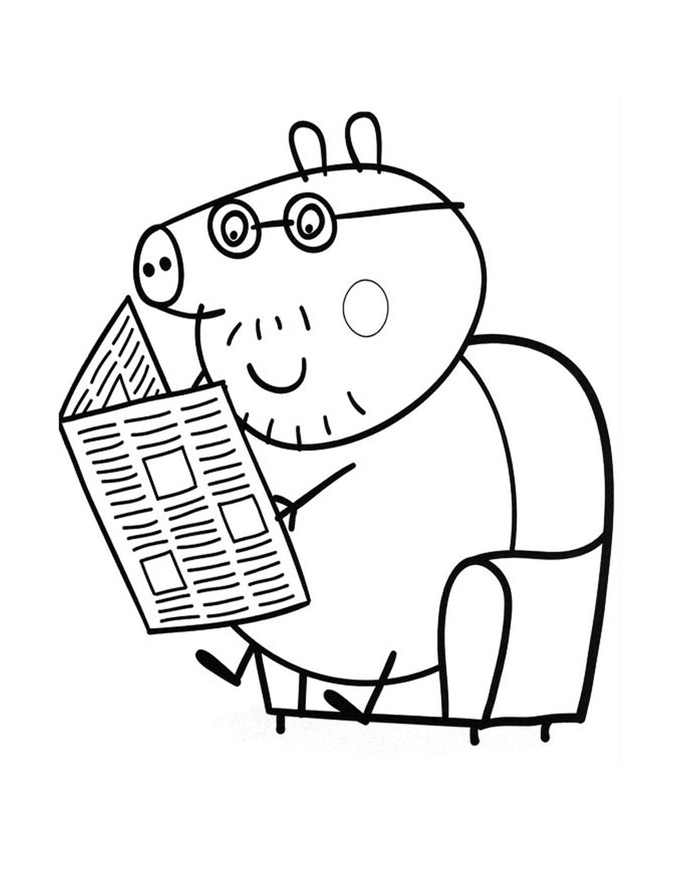  A pig reading a newspaper 