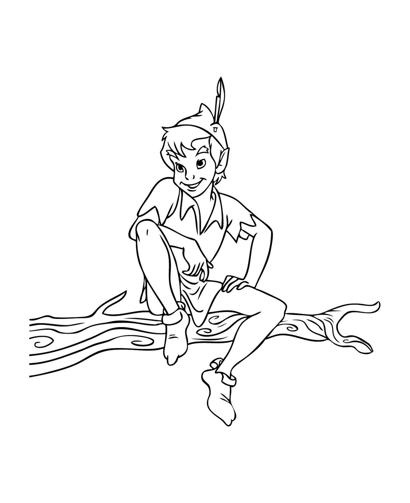  Peter Pan sitzt auf einem Baum 