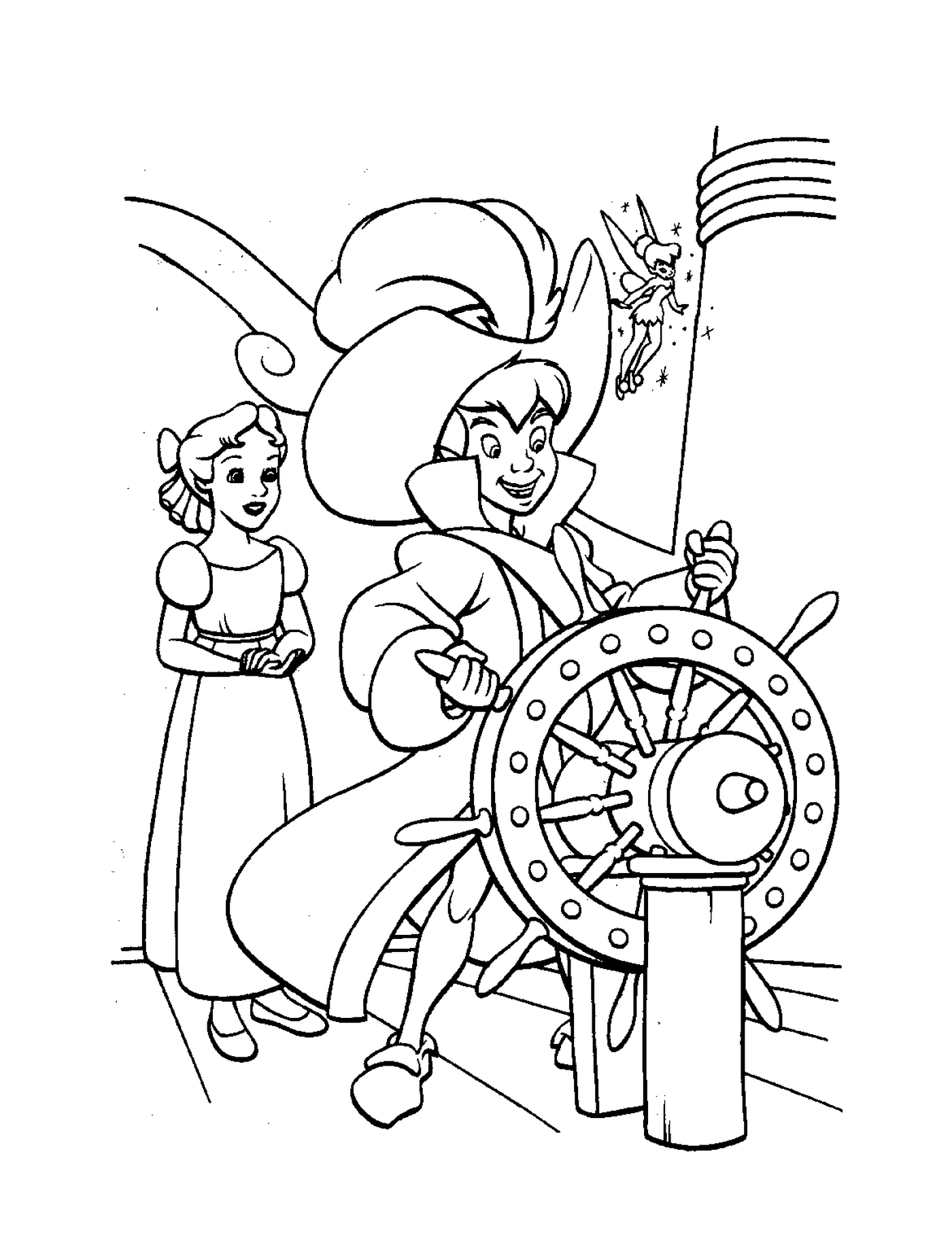  Peter Pan at the helm of the pirate ship 