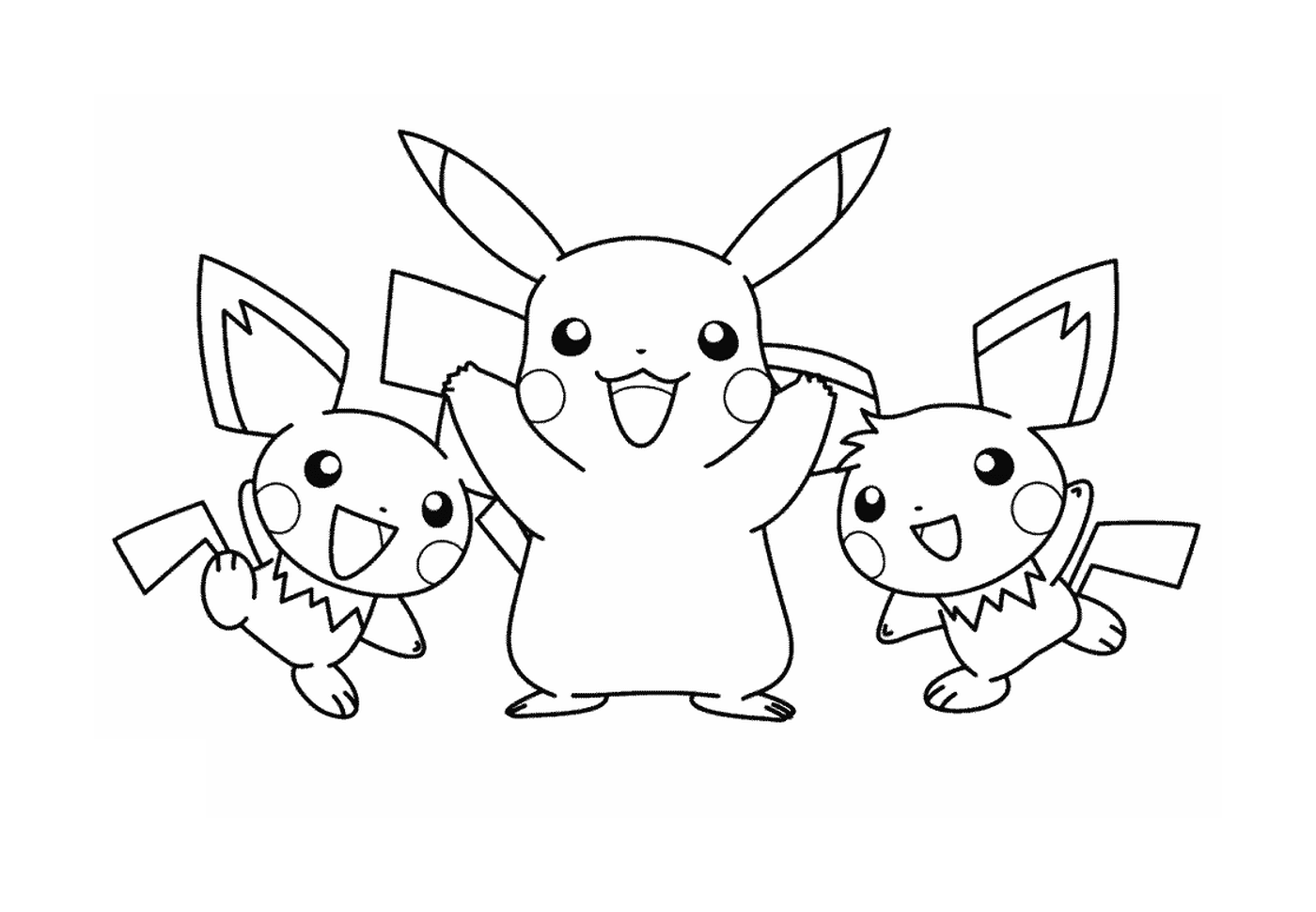  Drei Pikachu-Charaktere zusammen 