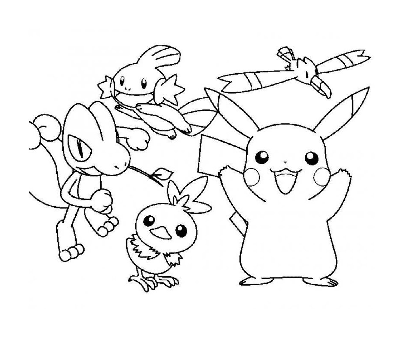  Eine Gruppe von Pokémons in Aktion 