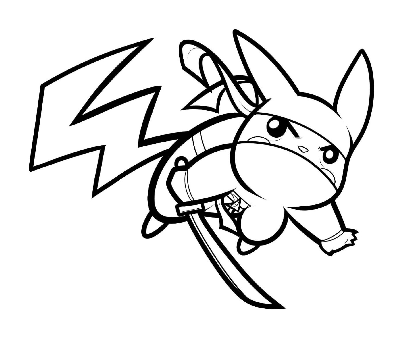  Pikachu mit einer Ninja-Haltung 