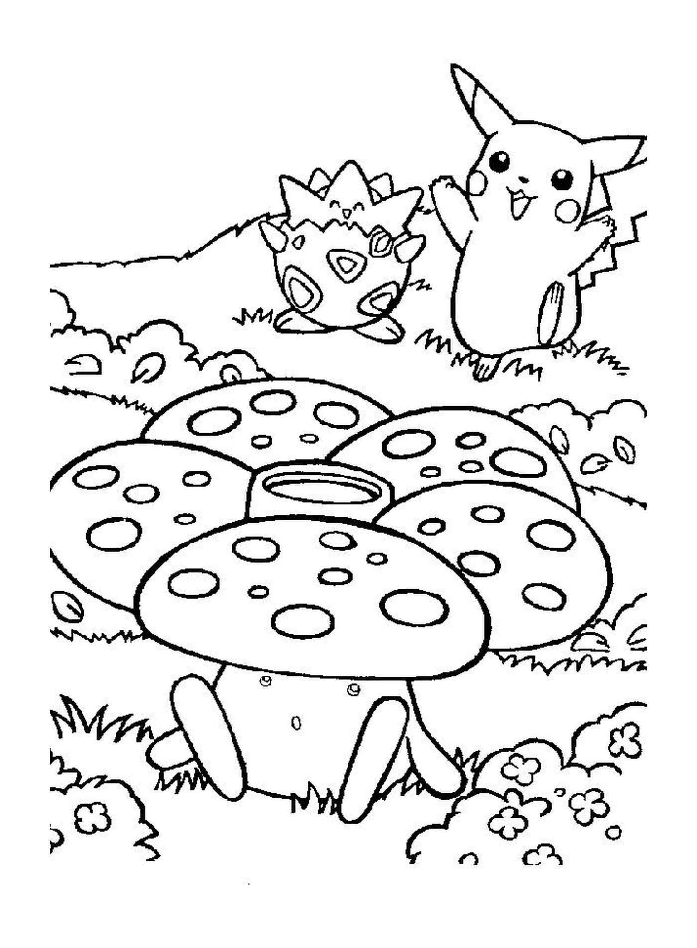  Pikachu mit einem Pilz 