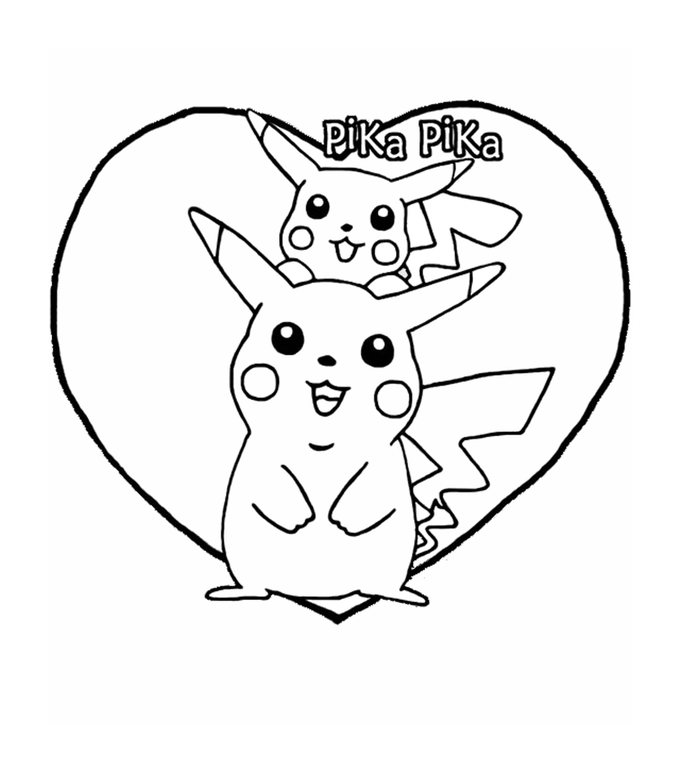  Pikachu y Pika en un corazón 