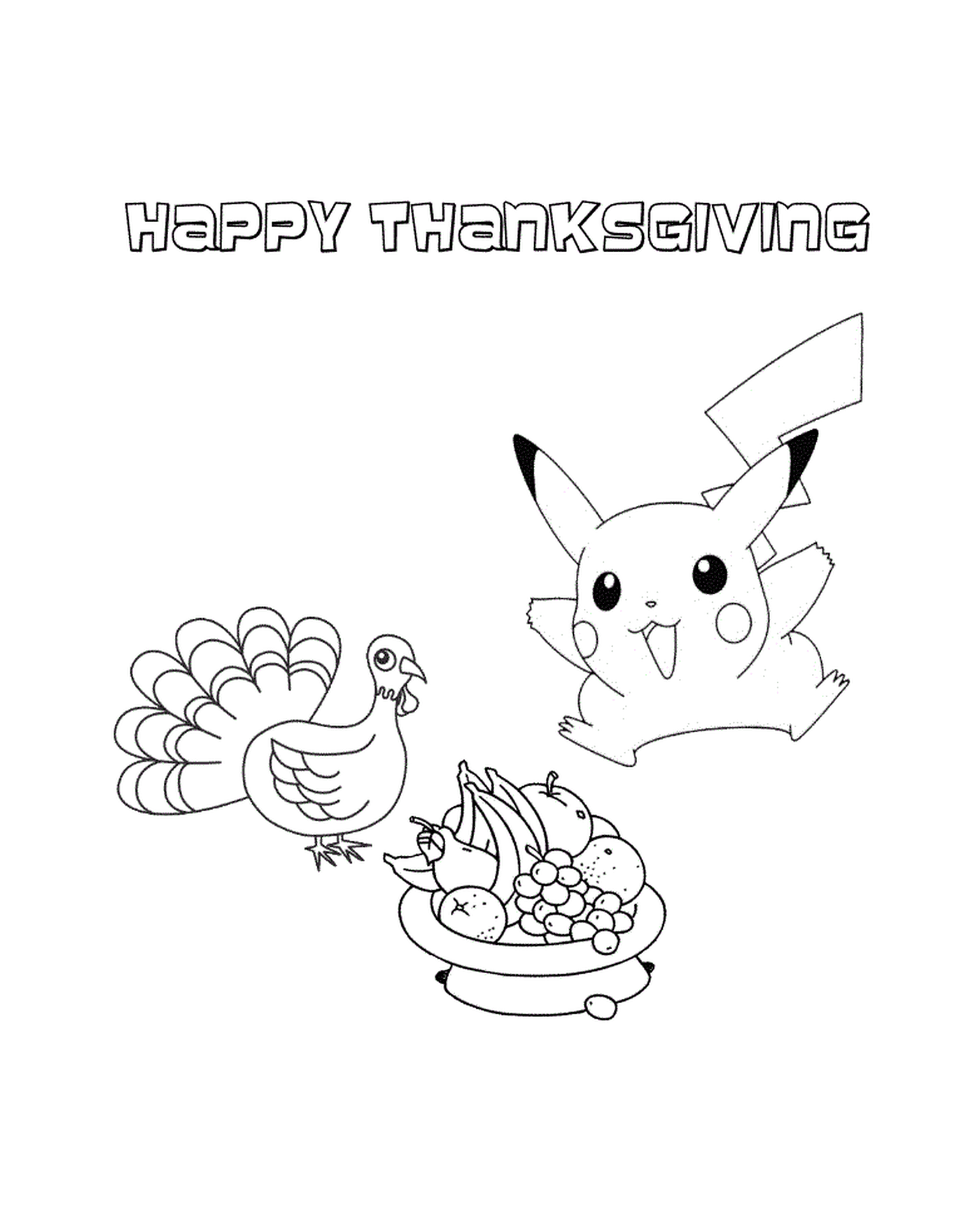  Pikachu mit Truthahn für Thanksgiving 