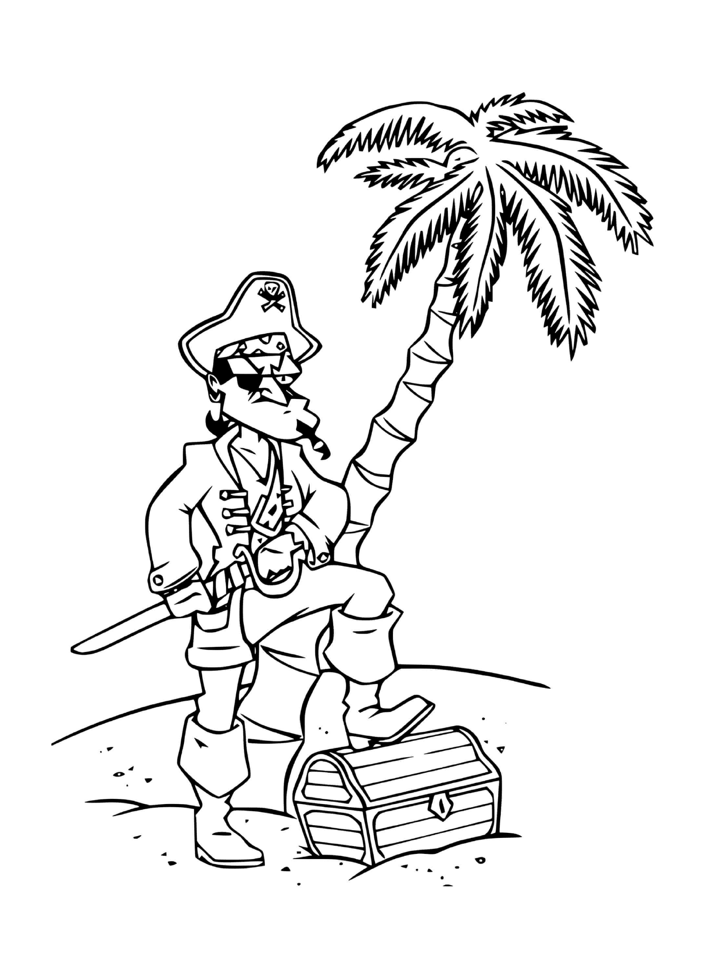  Niño pirata infeliz en la isla 