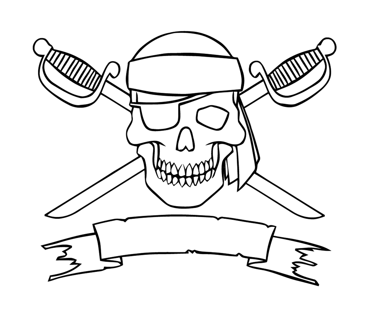  Страшный пиратский логотип, перекрёстные мечи 