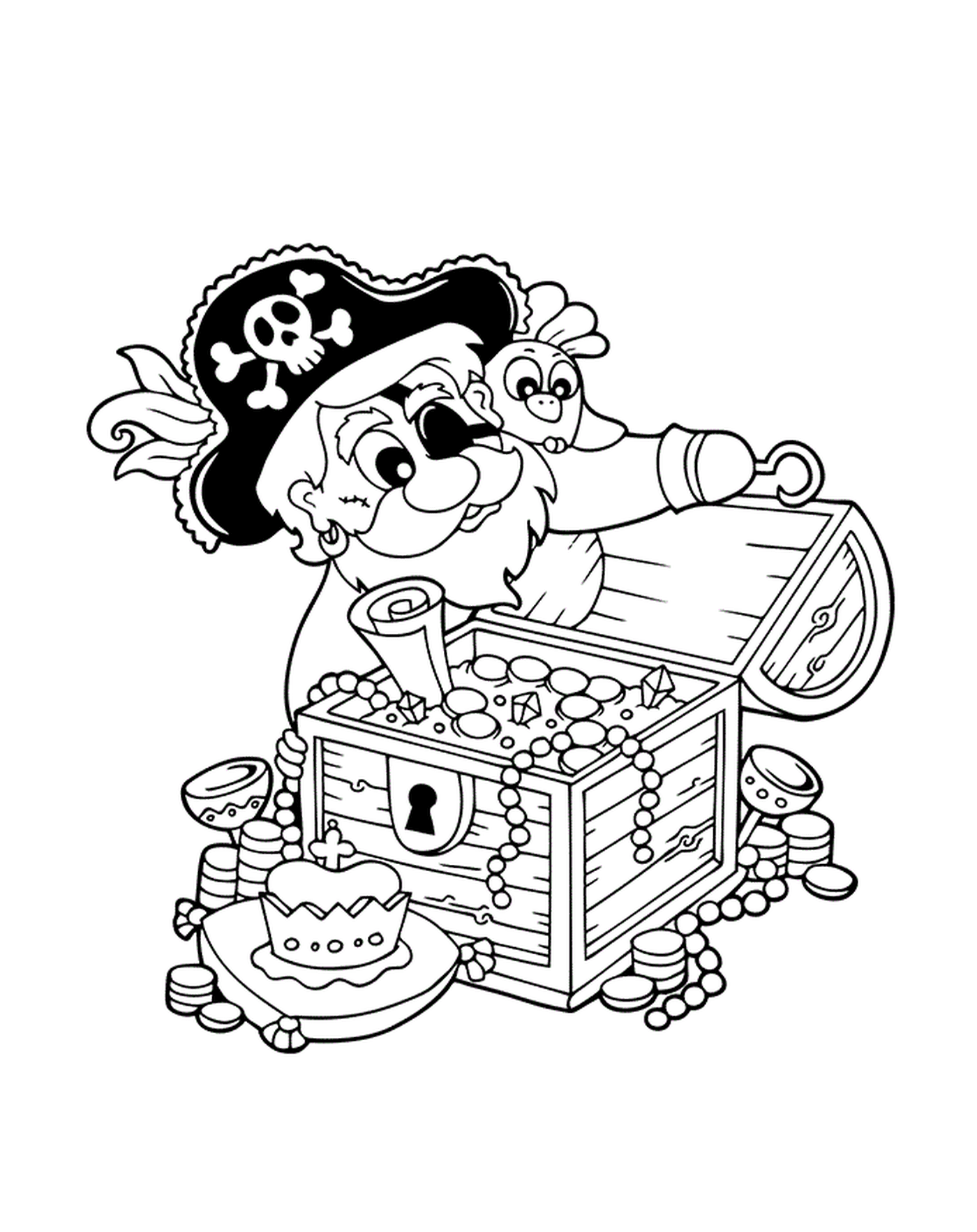  Pirat öffnet den Schatz 