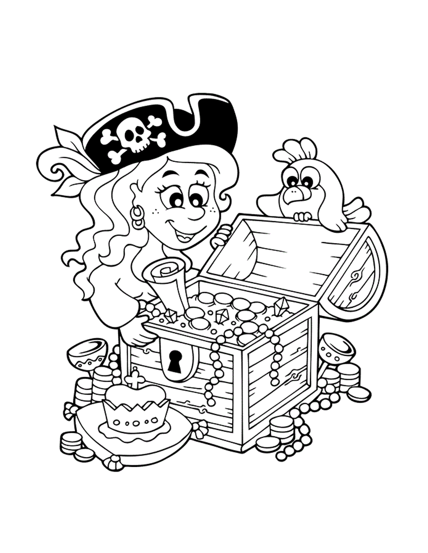  Pirat Mädchen entdeckt Schatz 