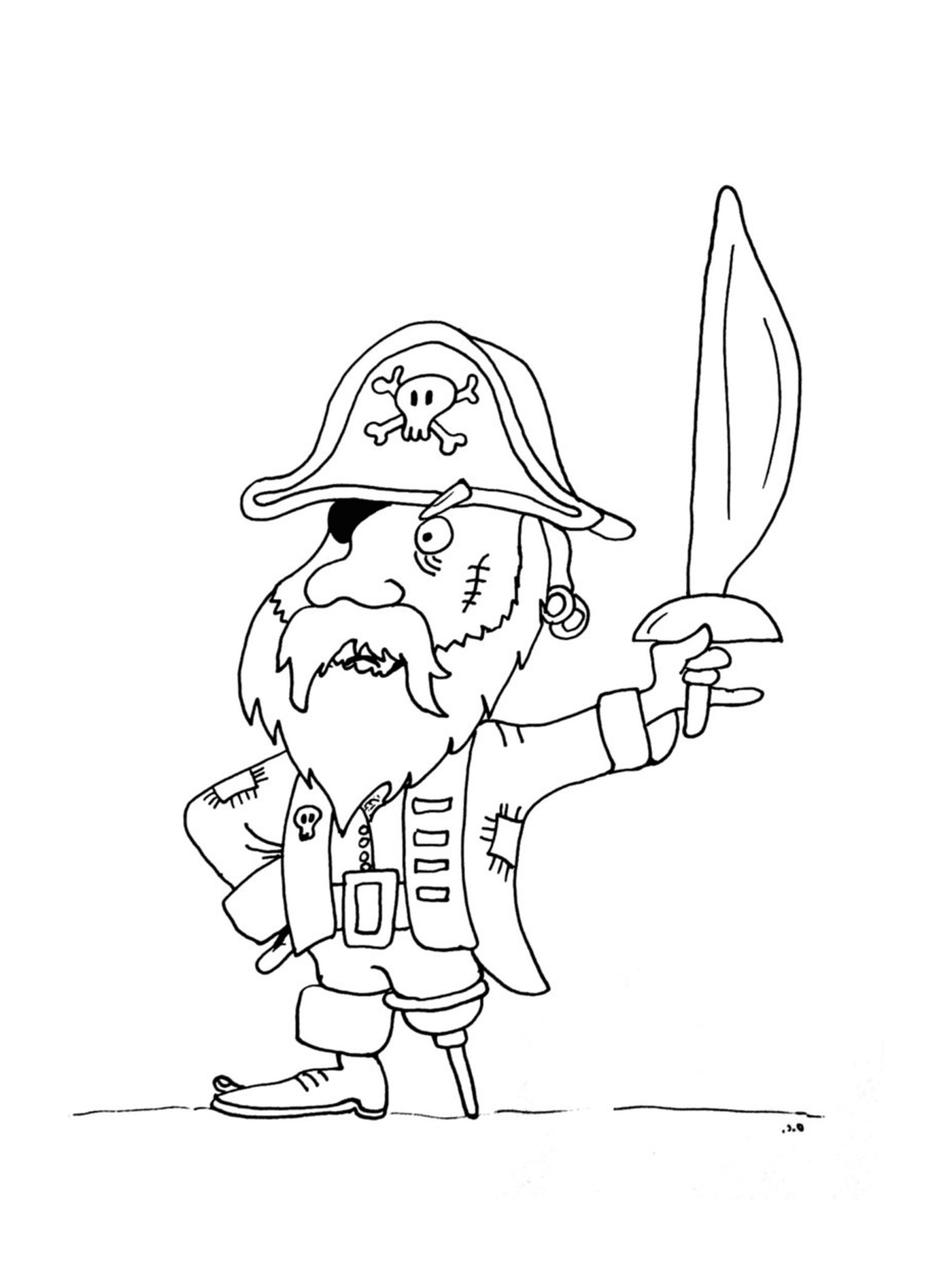  Pirata con valiente pierna de madera 