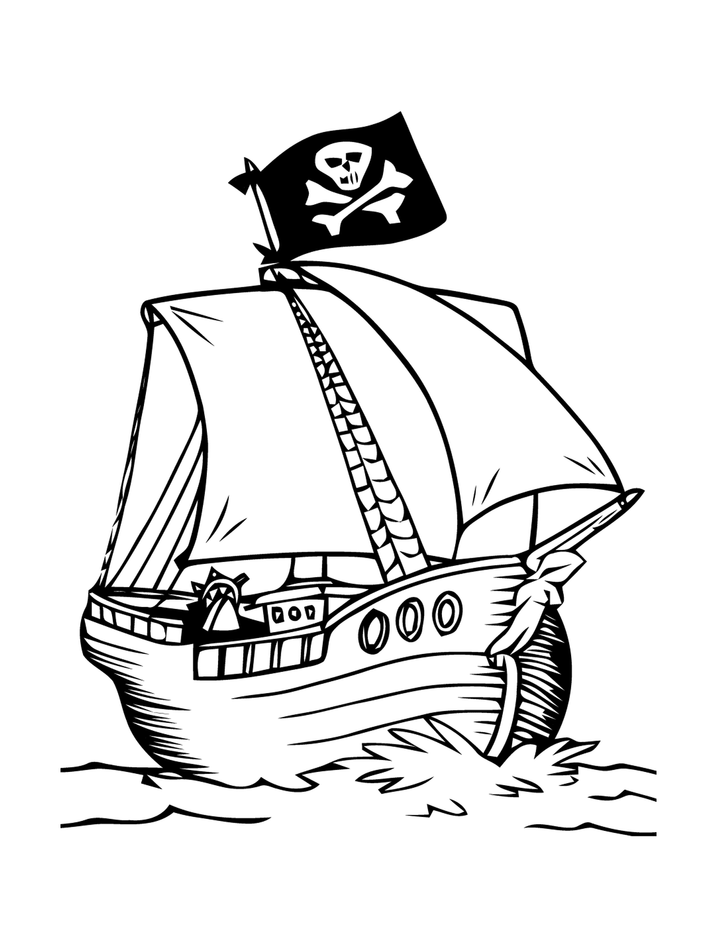  Pirate boat with scary flag 