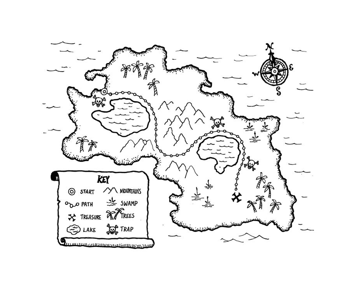  Карта сокровищ пиратов на таинственном острове 