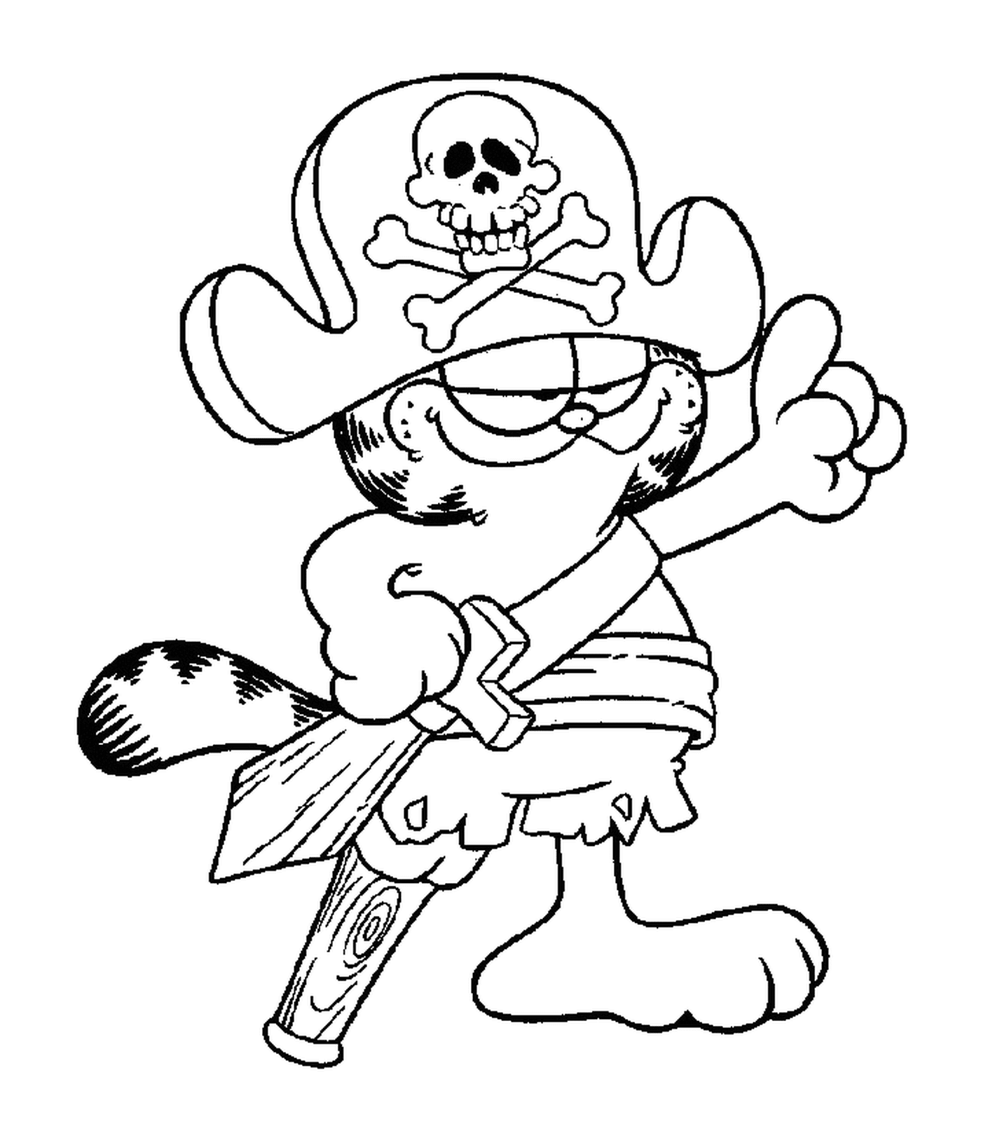  Garfield disguised as a pirate 