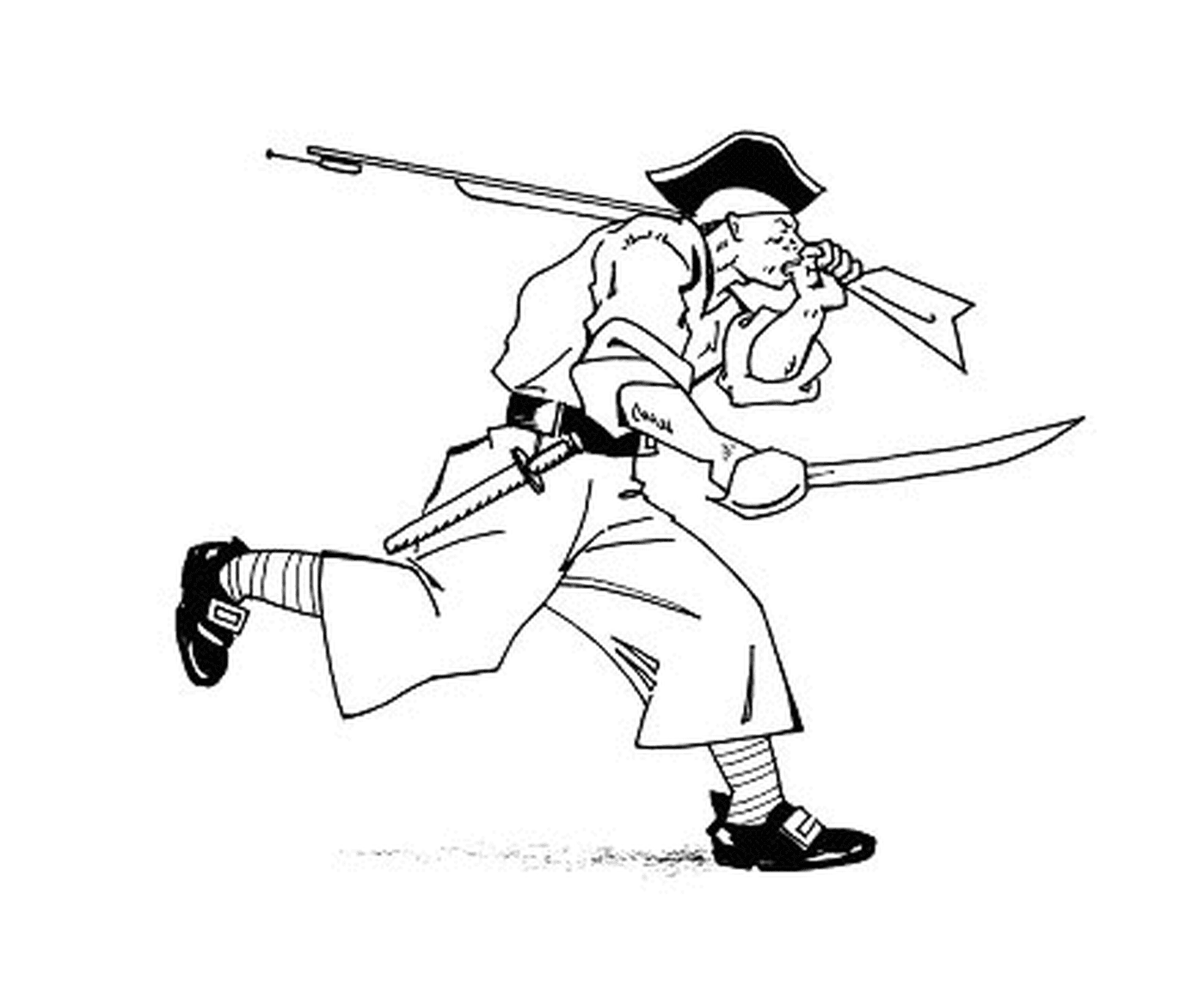  Un pirata con una spada e un fucile 