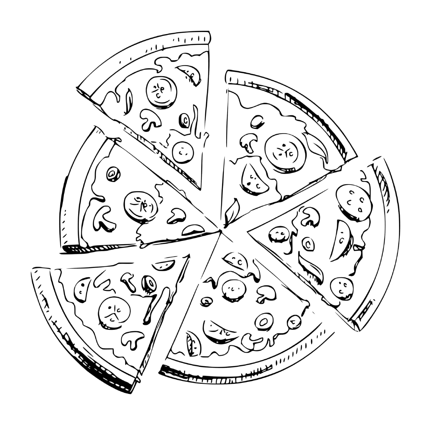  Six pieces of pizza 