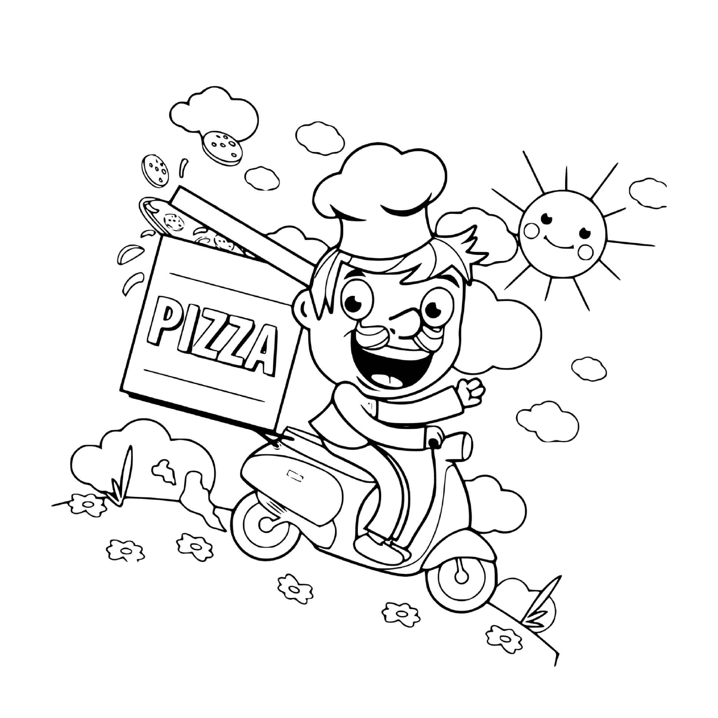  A pizza delivery machine by scooter 