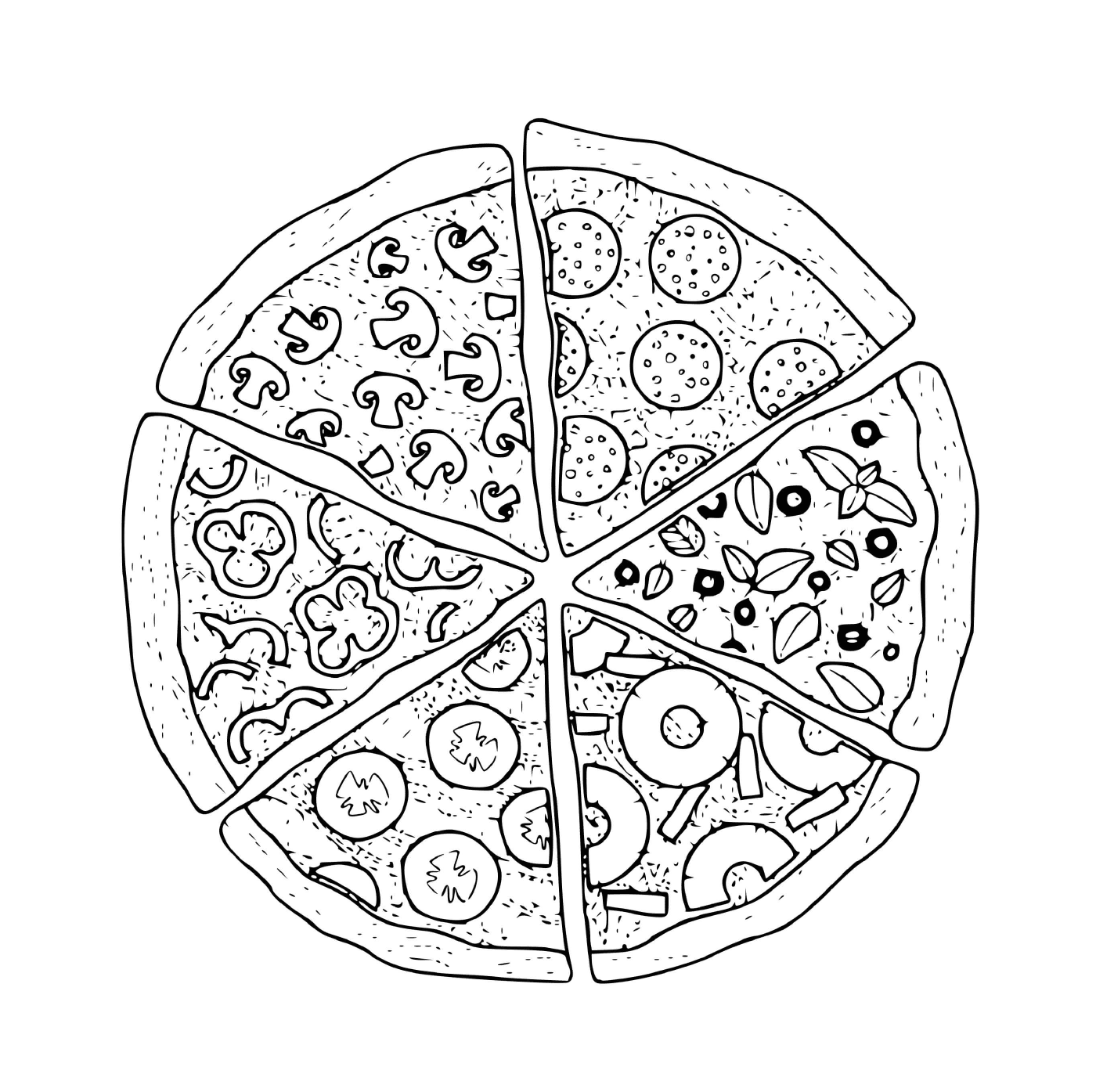  Varios cortes de pizza 