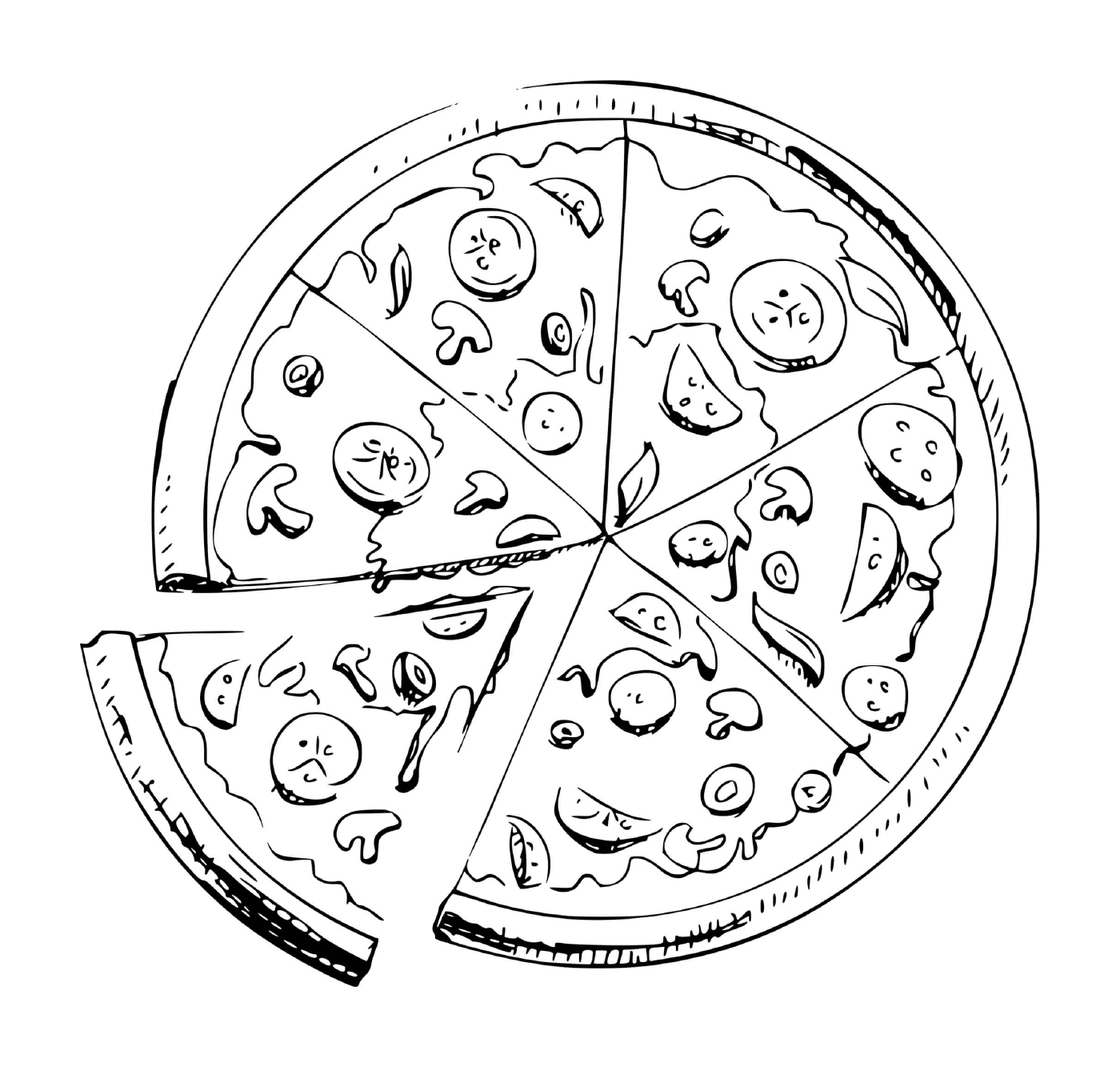 Королева пиццы с томатом, моцареллой, ветчиной и грибами 