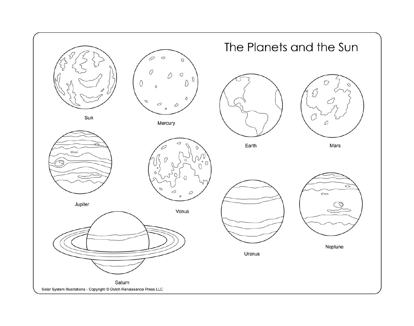  Planeten und Sonne im Weltraum 