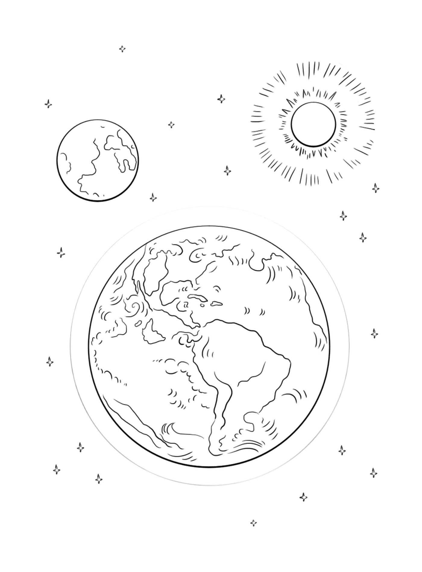  Земля и солнце в космосе 