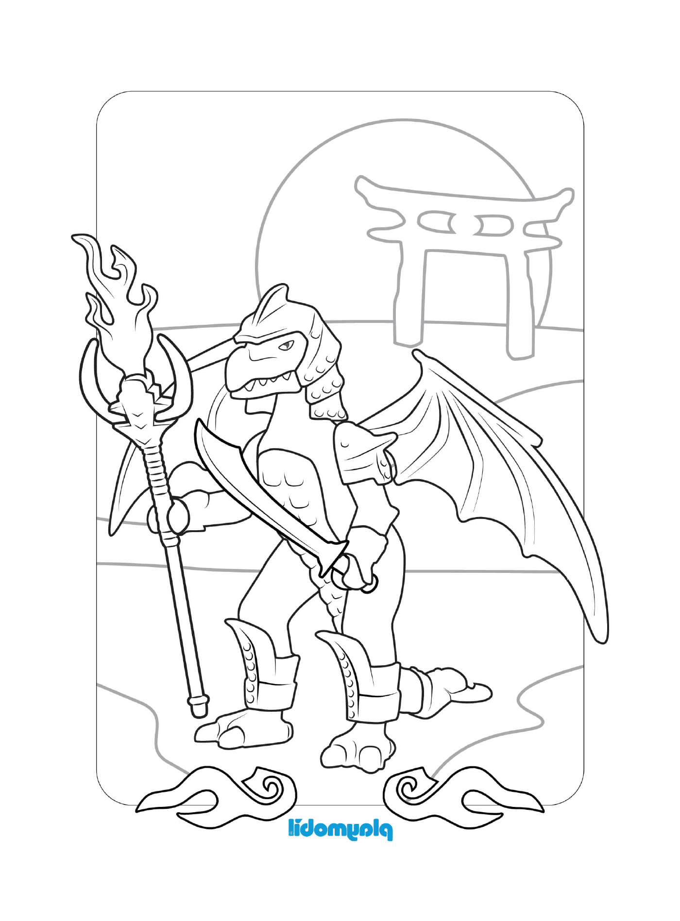  Dragón sosteniendo un palo 