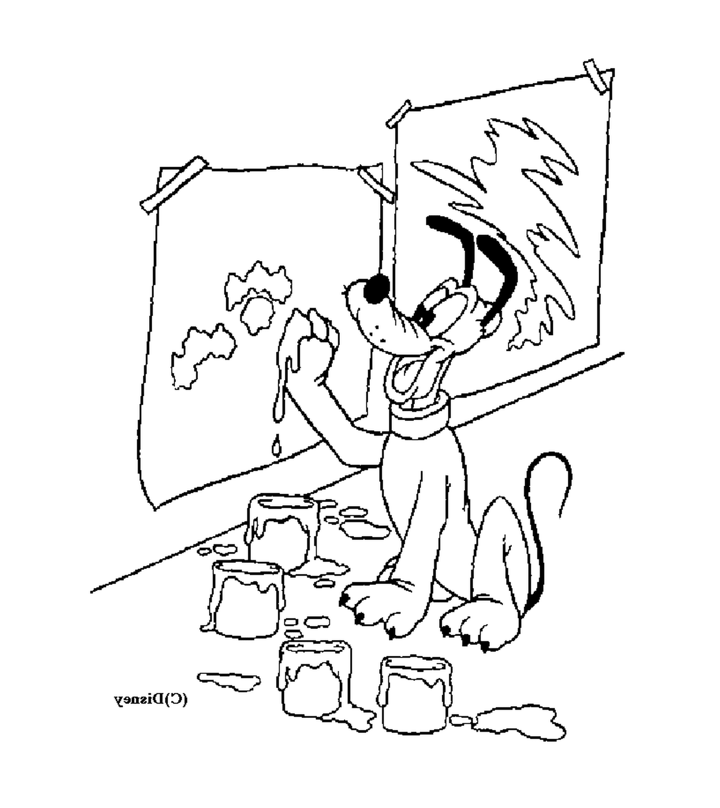  Hund malt ein Gemälde 