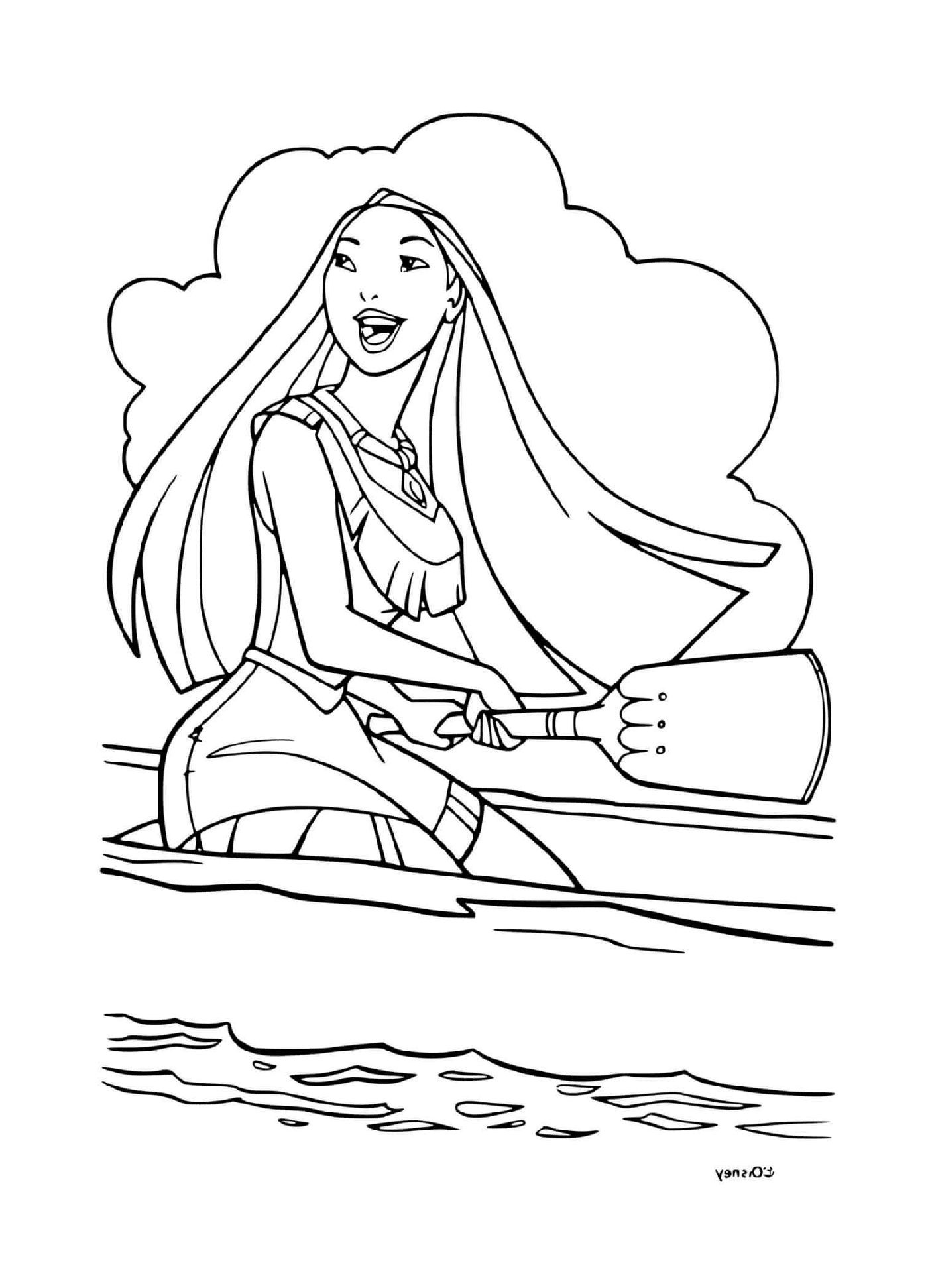  Frau rudert in einem Boot 