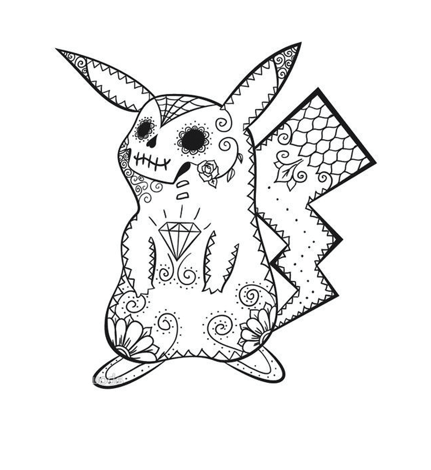  A Pikachu with a head of death 