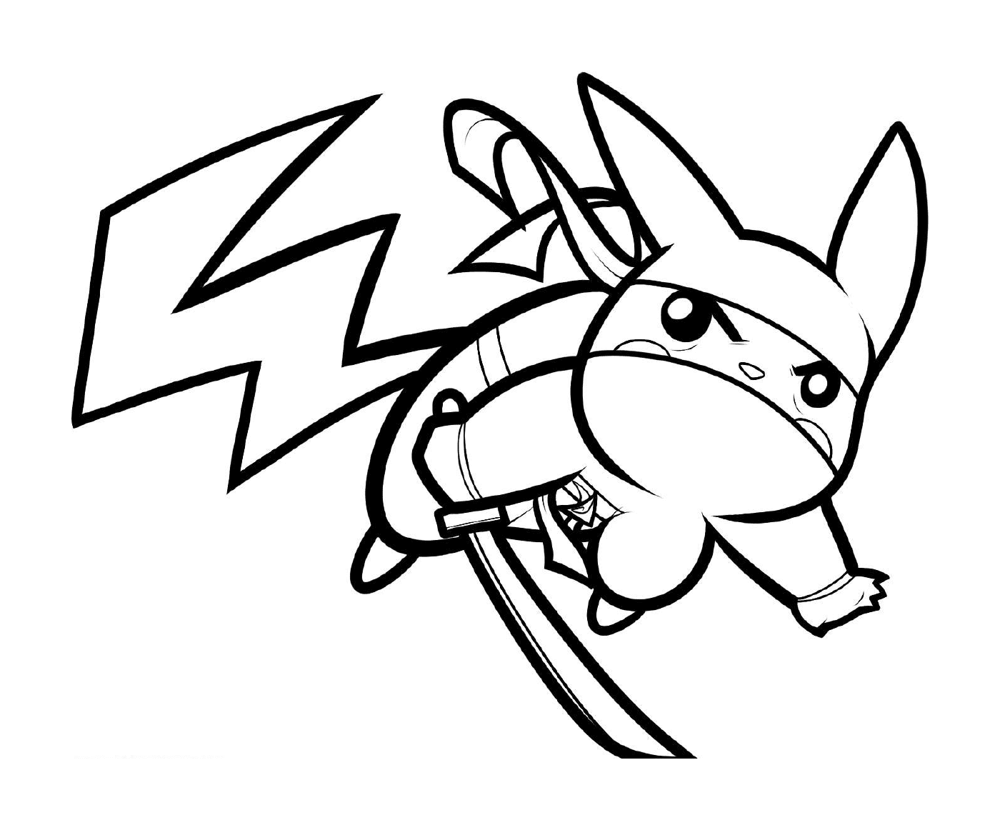  Pikachu, ninja malicioso equipado 