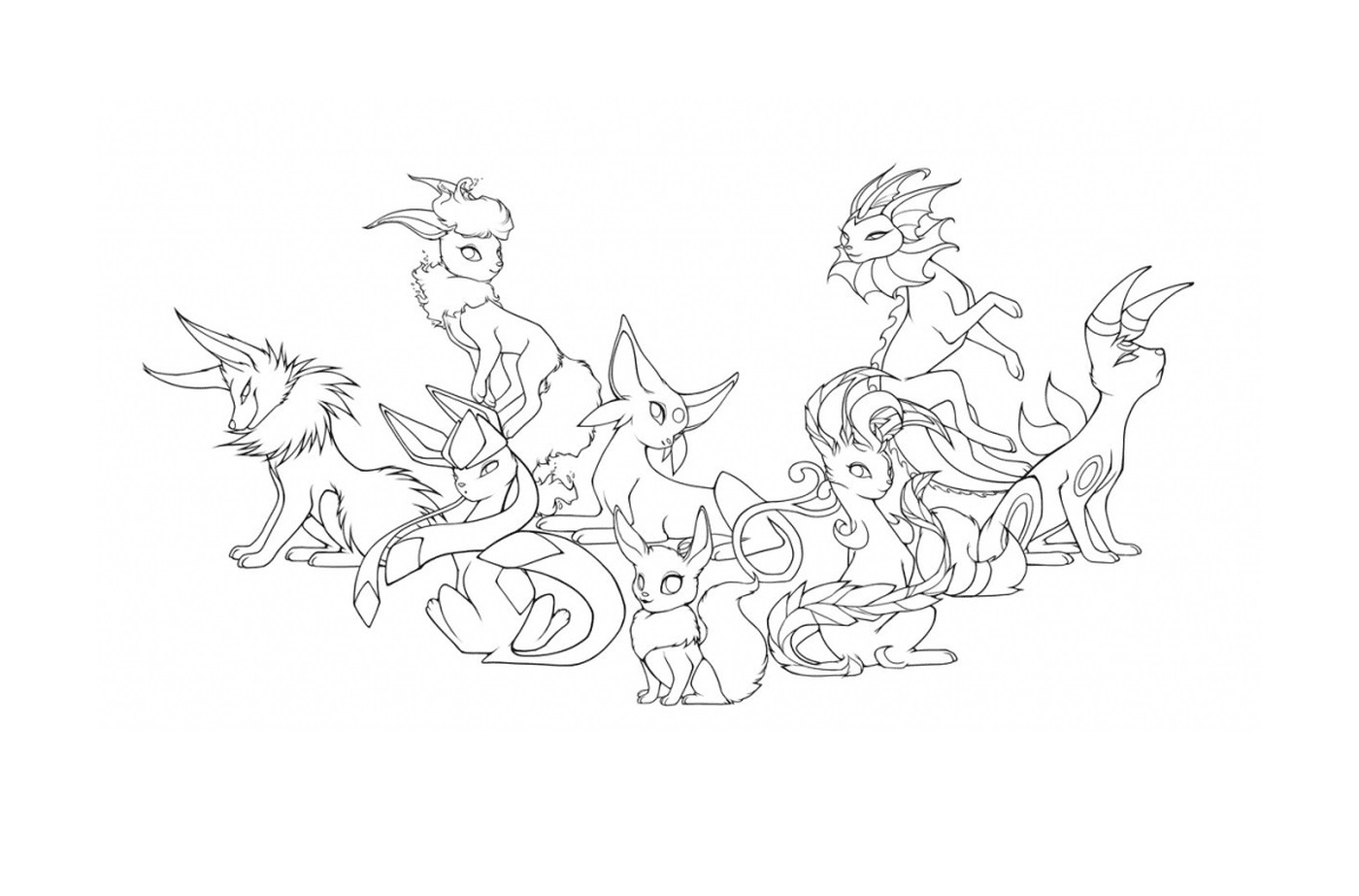  Pokémon Évoli Méga-Evolutions, diversidad animal en grupo 