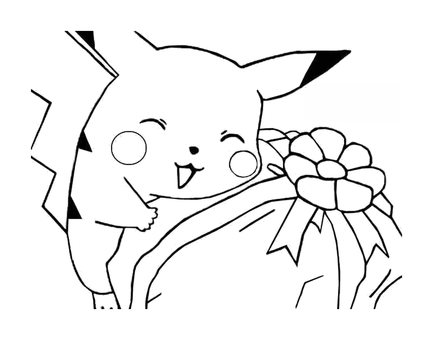  Pikachu con una flor 