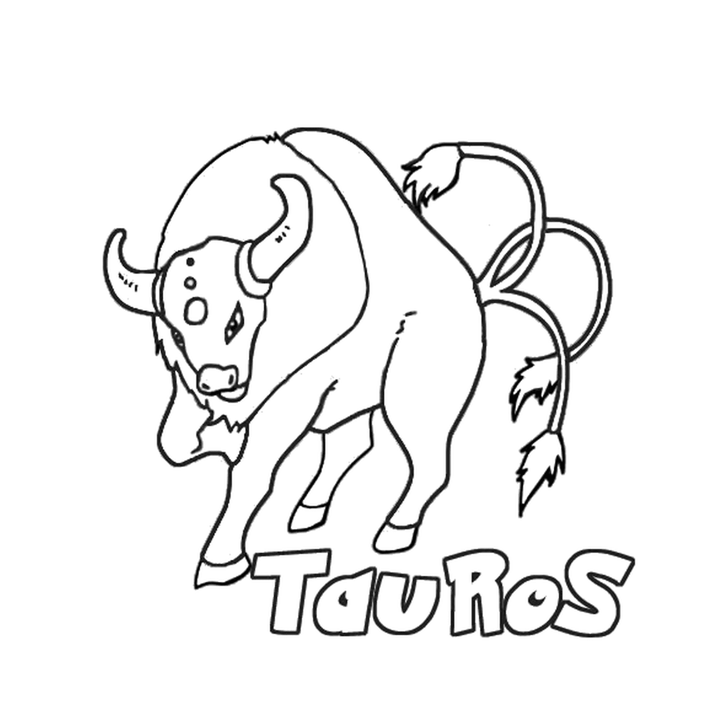  Tauros : Stier mit dem Wort tauros unten geschrieben 