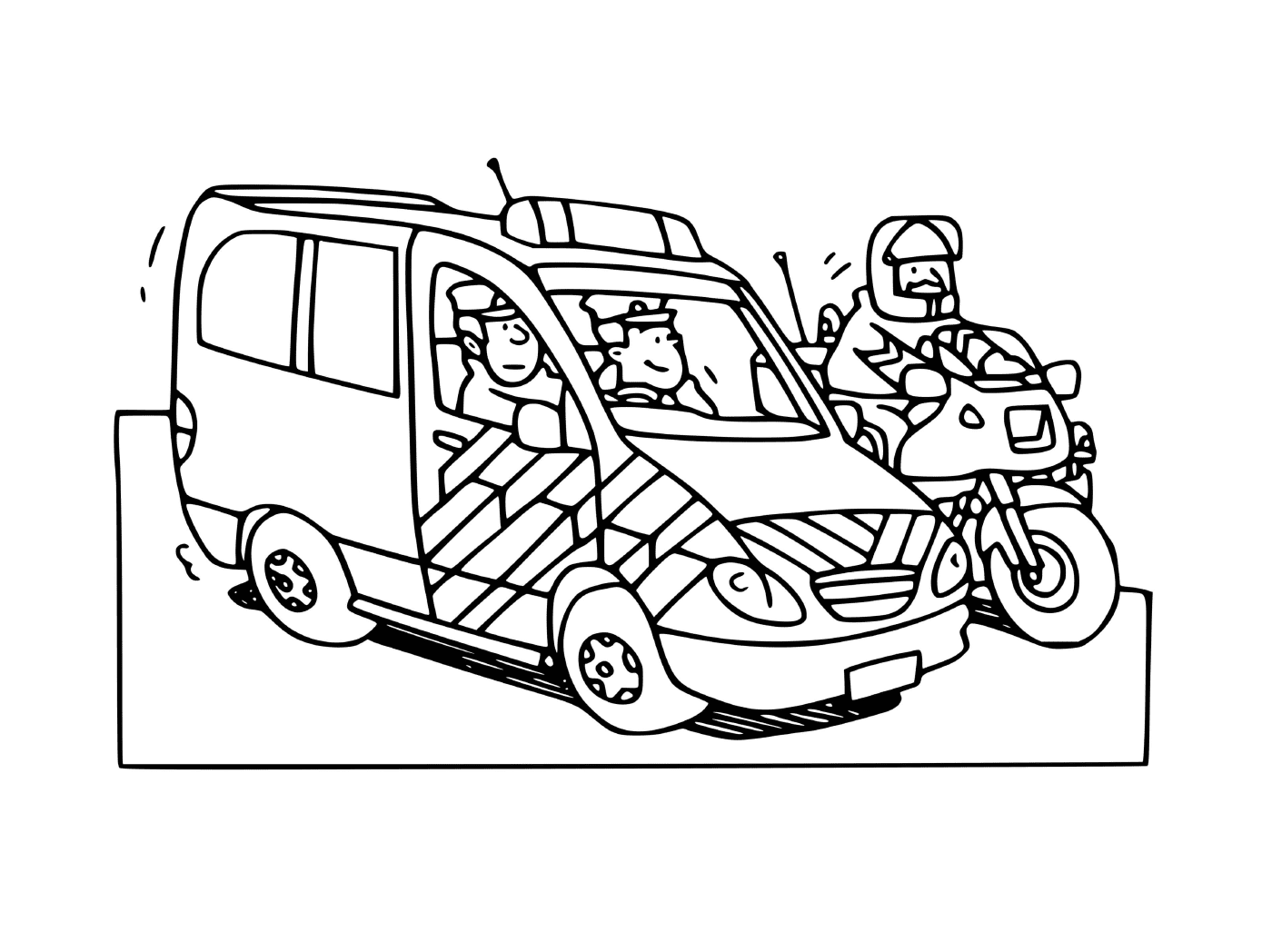  Francia coche de la policía con motocicleta de la policía 
