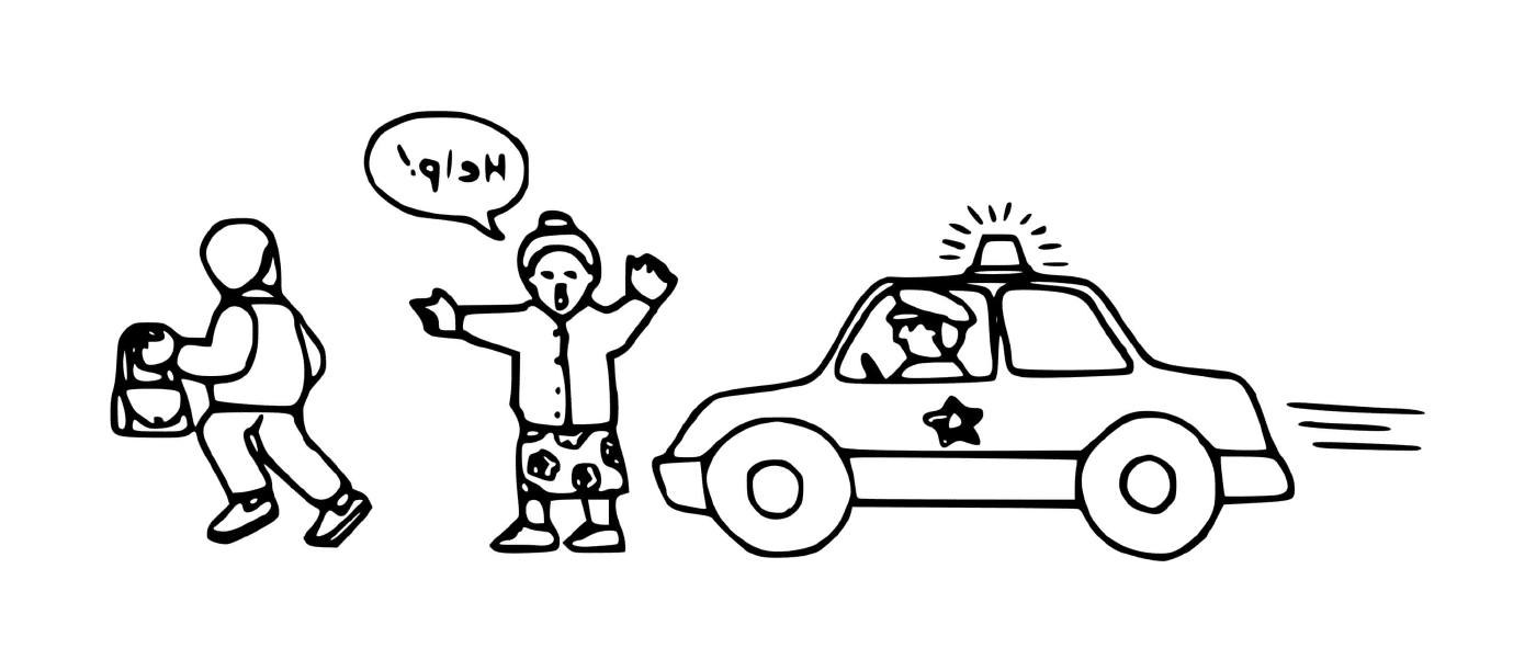  Procura di un ladro in un'auto della polizia 