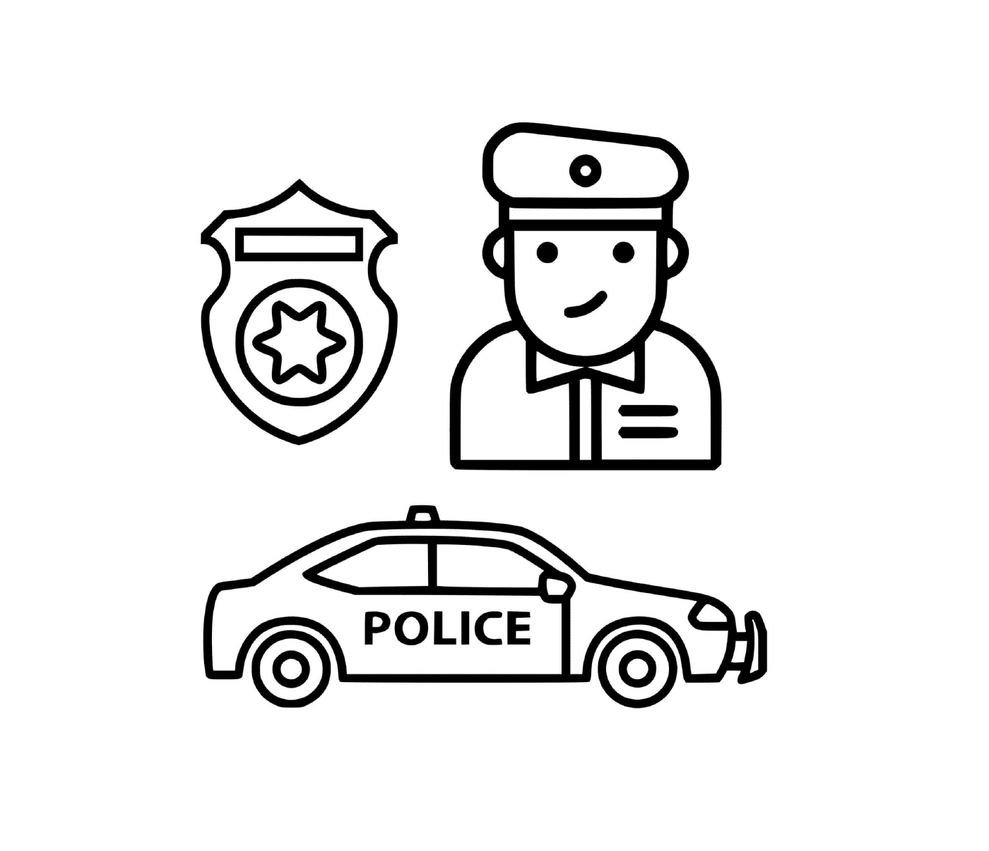  Policeman, car, distinctive badge 