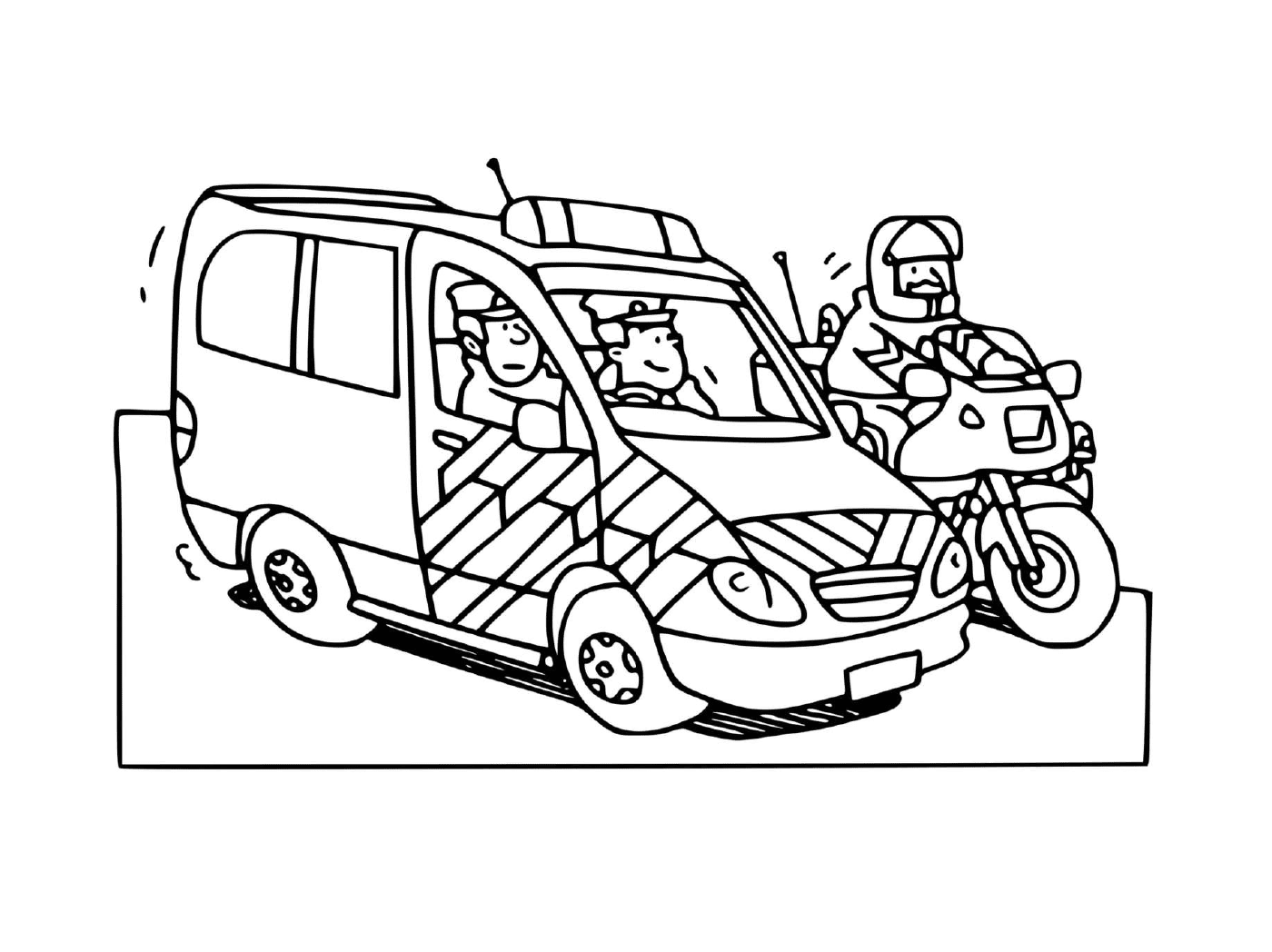  Французский полицейский автомобиль с мотоциклом 